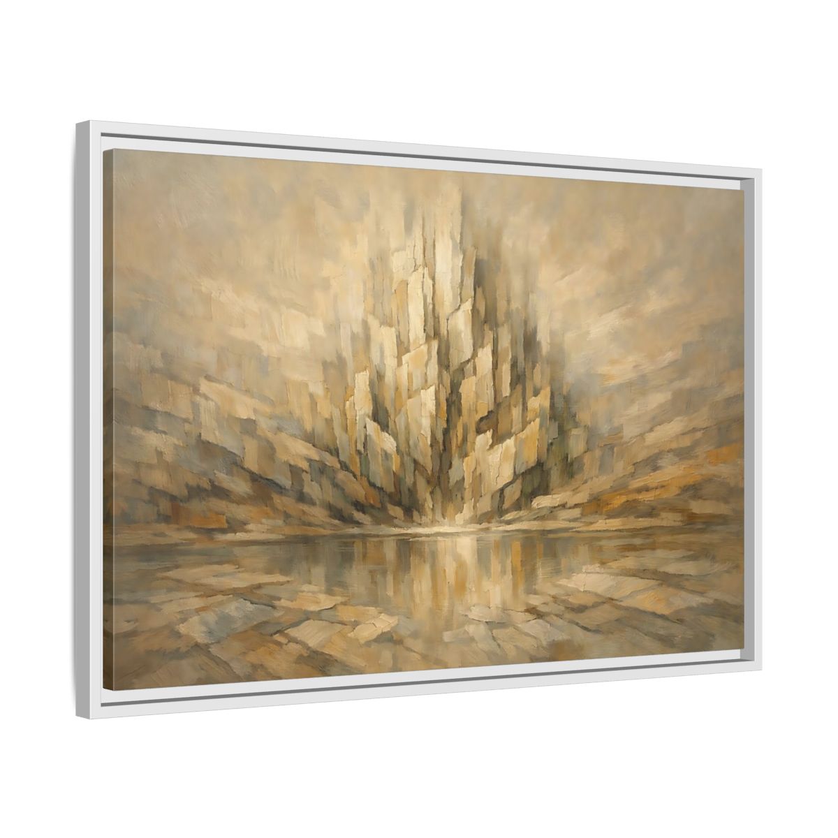 Side Mockup 10. Nature Abstract Mountains Brown Beige Abstract shown as stretched canvas wall art