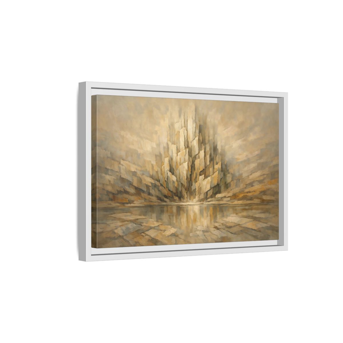 Side Mockup 4. Nature Abstract Mountains Brown Beige Abstract shown as stretched canvas wall art