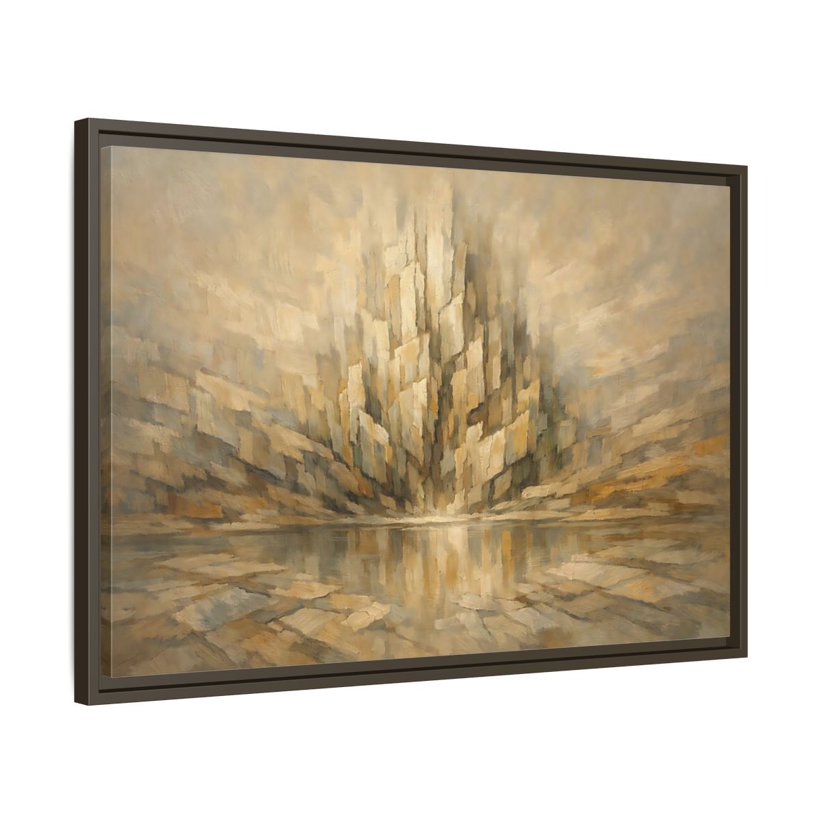 Side Mockup 11. Nature Abstract Mountains Brown Beige Abstract shown as stretched canvas wall art