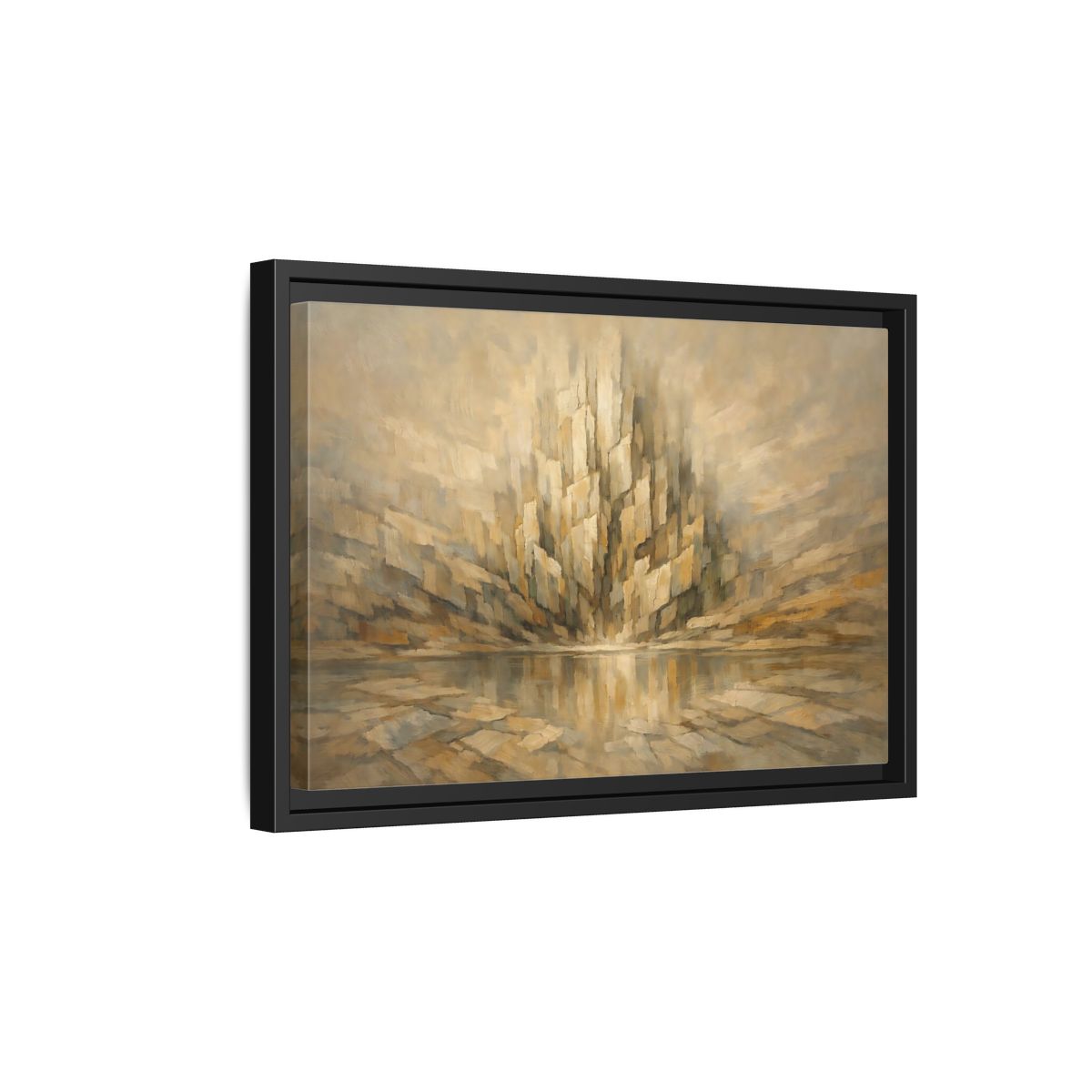 Side Mockup 6. Nature Abstract Mountains Brown Beige Abstract shown as stretched canvas wall art