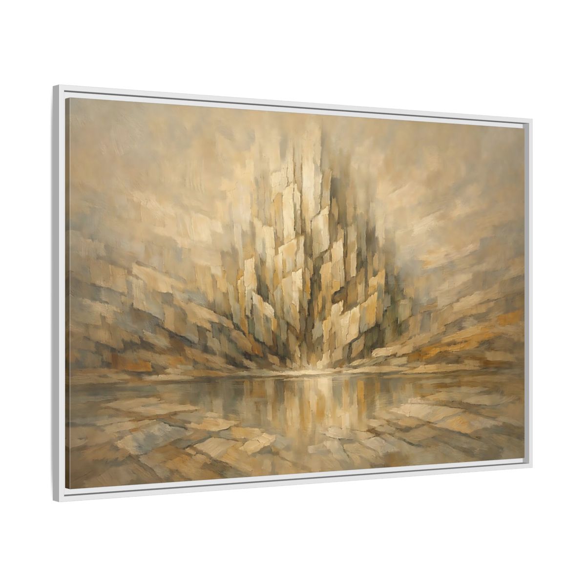 Side Mockup 7. Nature Abstract Mountains Brown Beige Abstract shown as stretched canvas wall art