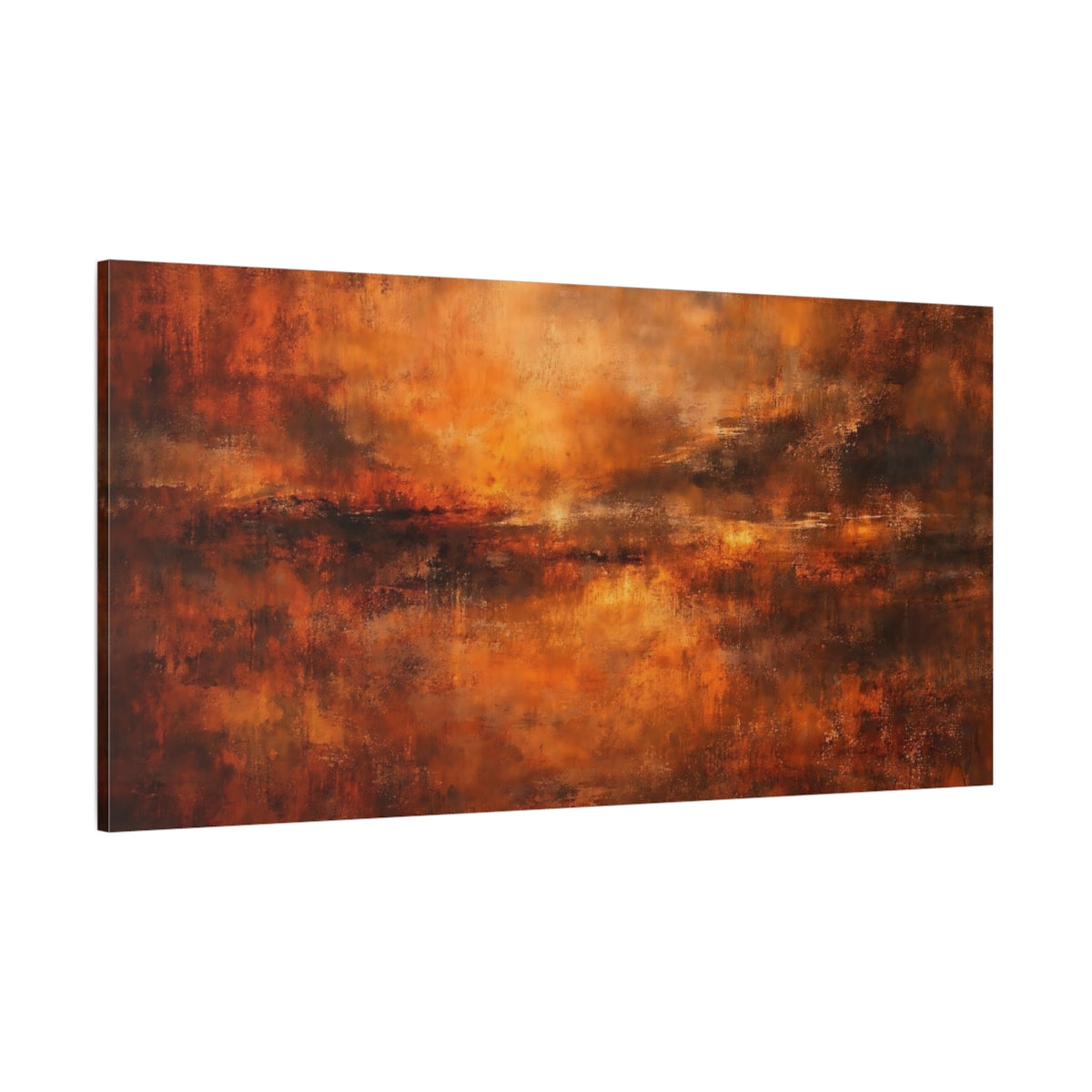 Main Mockup. Nature Abstract Seascape Orange Brown Abstract shown as stretched canvas wall art