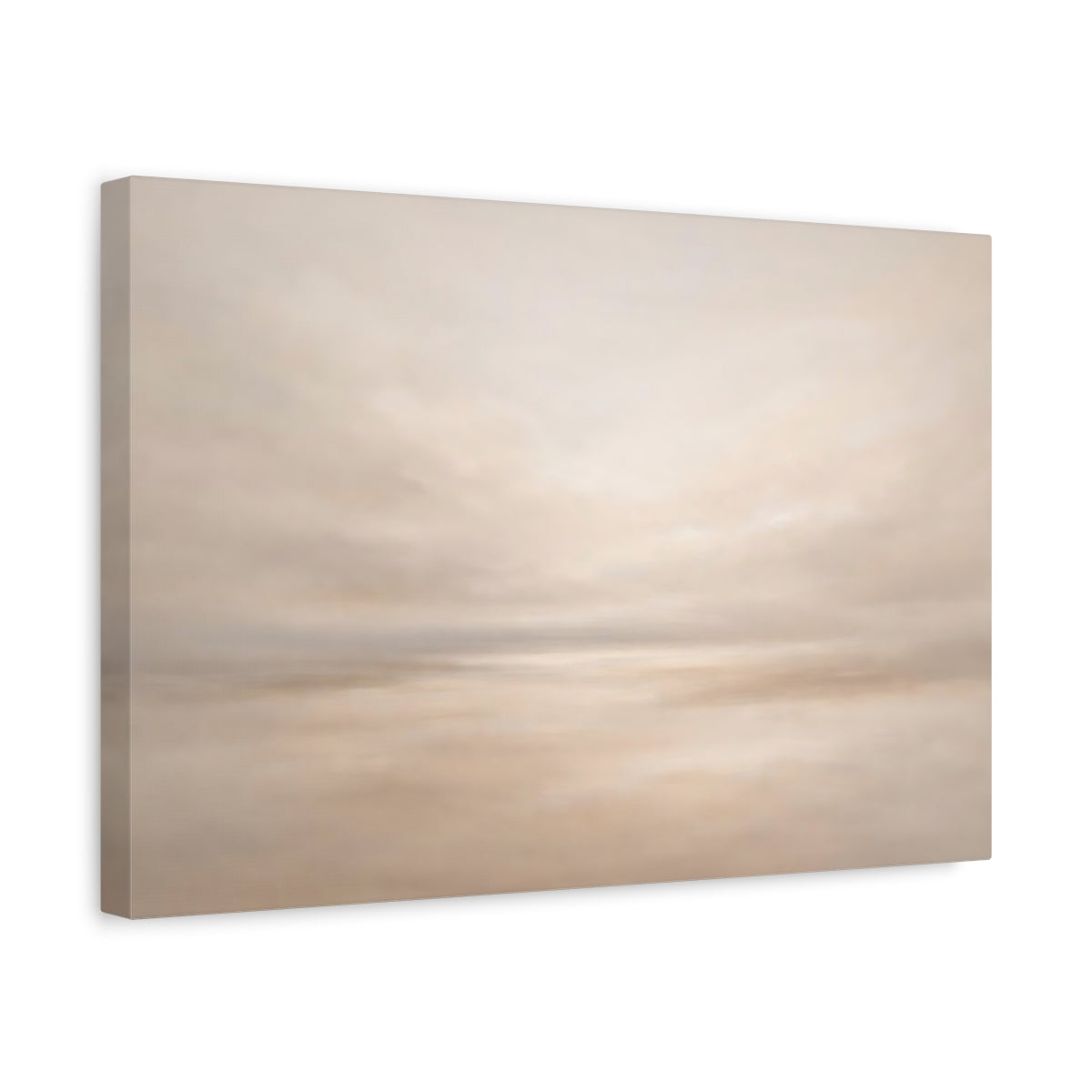 Side Mockup 4. Nature Abstract Sky Neutral Beige shown as stretched canvas wall art