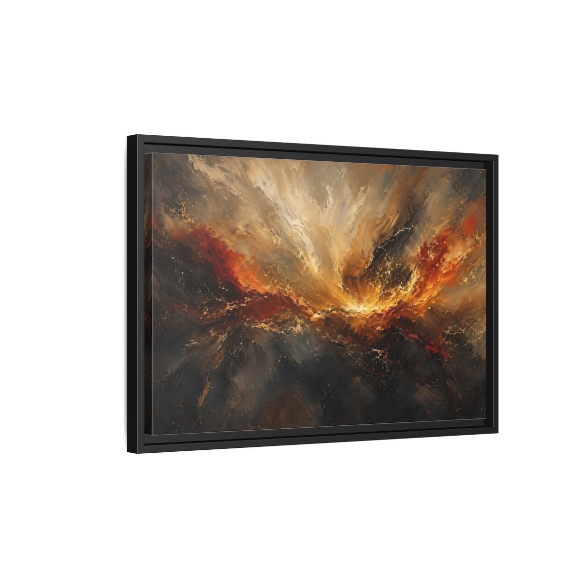 Nature Abstract Swirl Gold Grey Framed Canvas Wall Art Print – Living Room, Large - YesArtYes