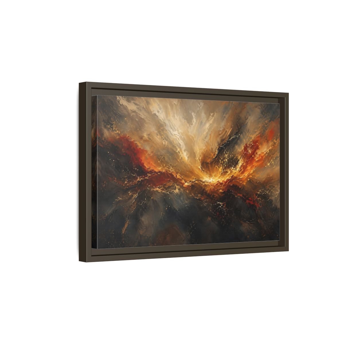 Nature Abstract Swirl Gold Grey Framed Canvas Wall Art Print – Living Room, Large - YesArtYes