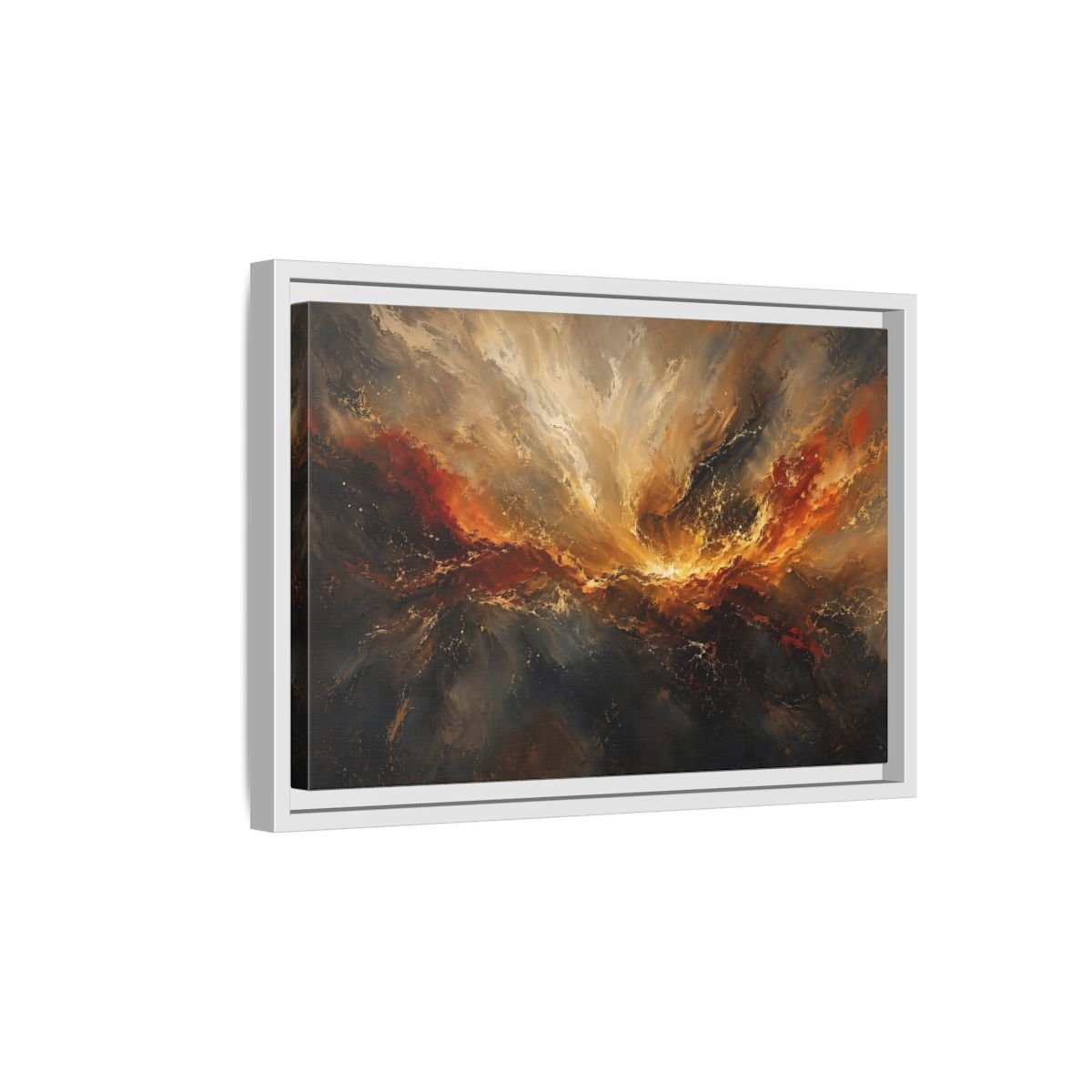 Nature Abstract Swirl Gold Grey Framed Canvas Wall Art Print – Living Room, Large - YesArtYes