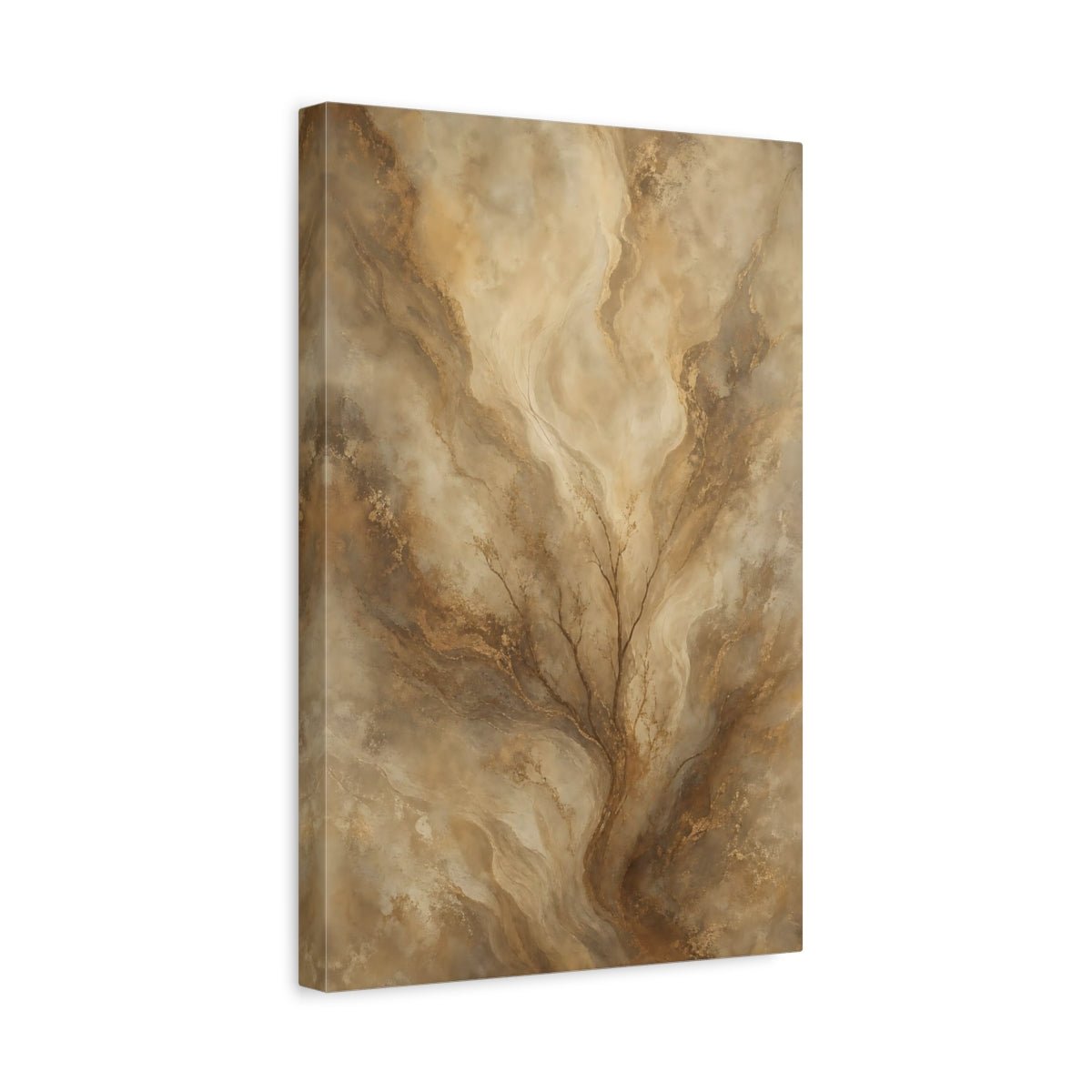 Nature Abstract Tree Brown Gold Canvas Print – Living Room, Above Console Table - YesArtYes