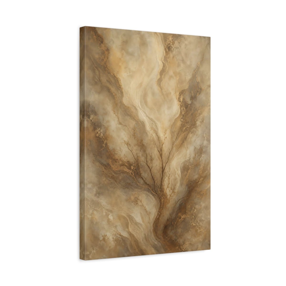 Nature Abstract Tree Brown Gold Canvas Print – Living Room, Above Console Table - YesArtYes