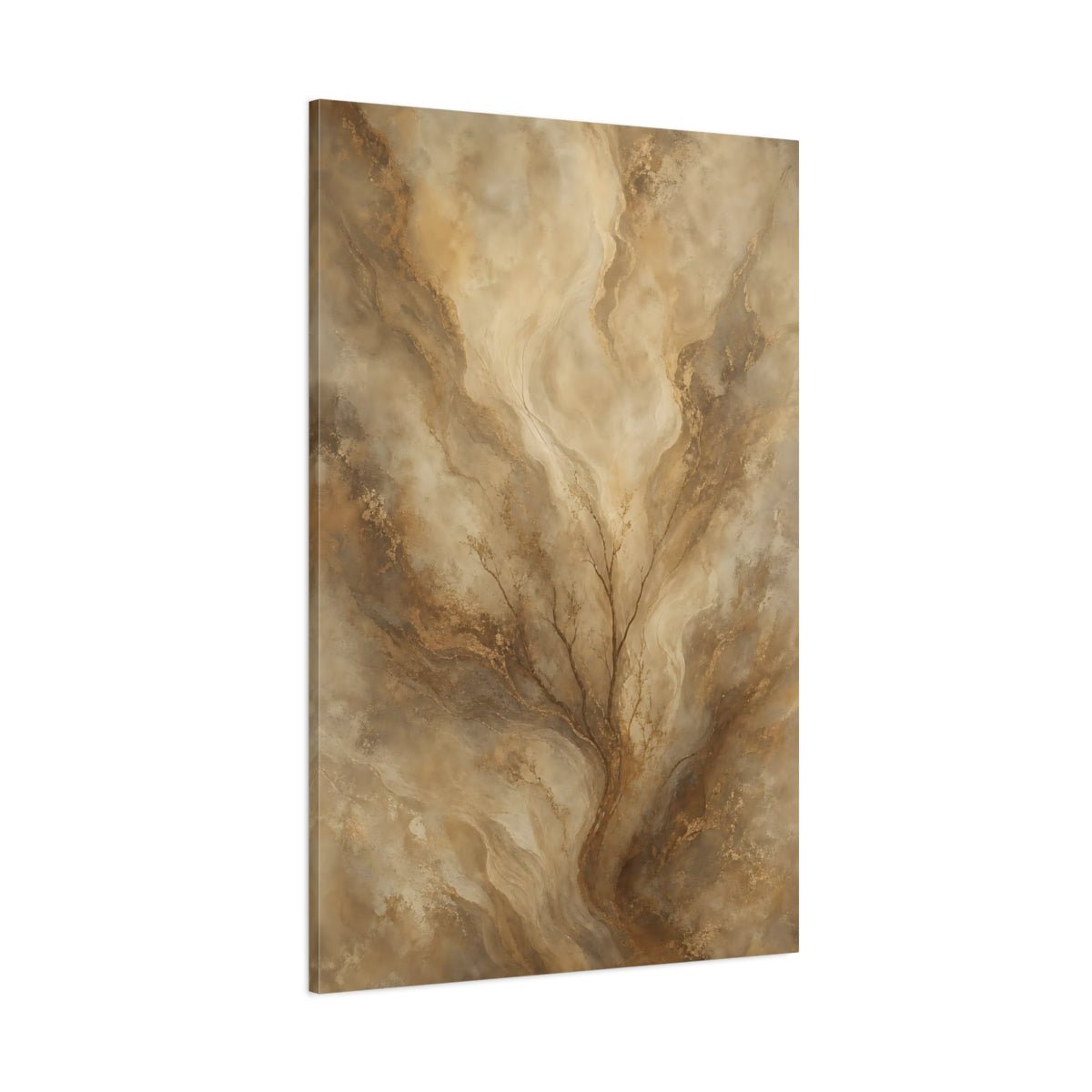 Nature Abstract Tree Brown Gold Canvas Print – Living Room, Above Console Table - YesArtYes