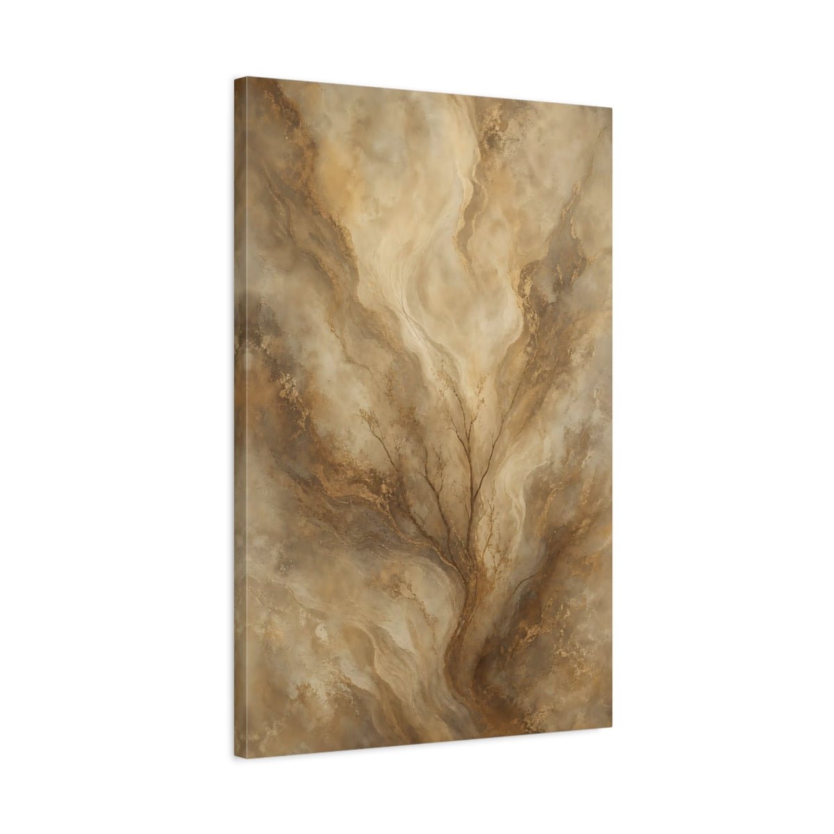 Nature Abstract Tree Brown Gold Canvas Print – Living Room, Above Console Table - YesArtYes
