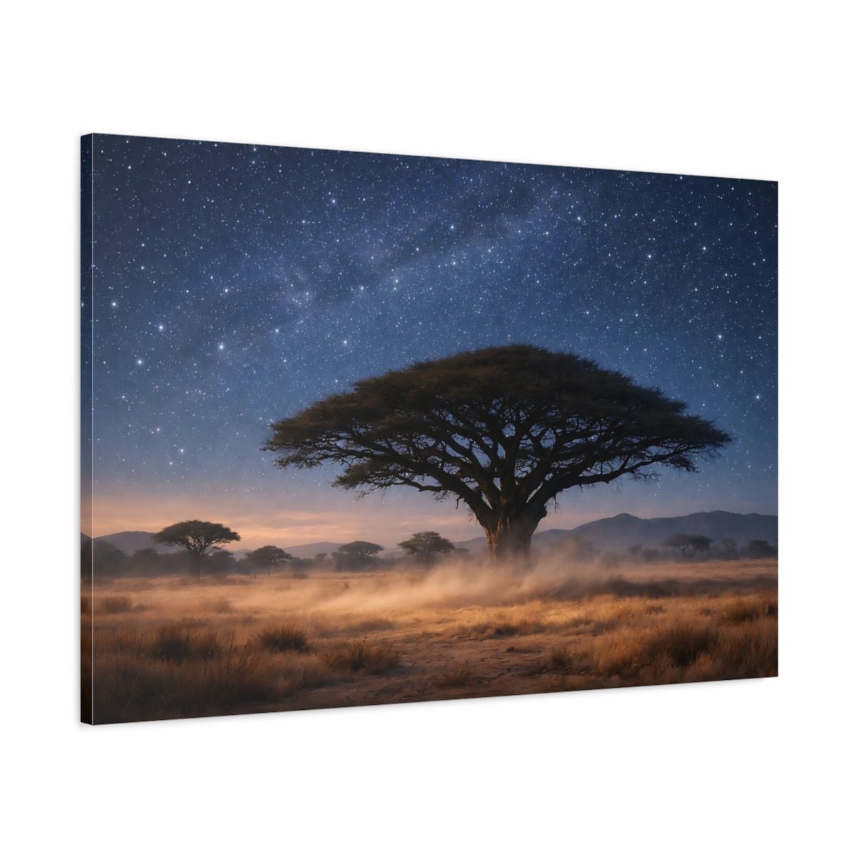 Nature Acacia Tree Blue And Brown - Canvas Wall Art Print - YesArtYes