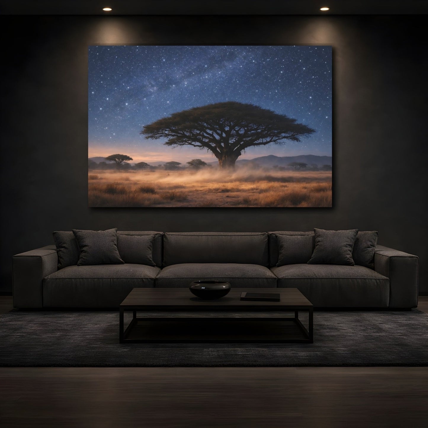 Nature Acacia Tree Blue And Brown - Canvas Wall Art Print - YesArtYes