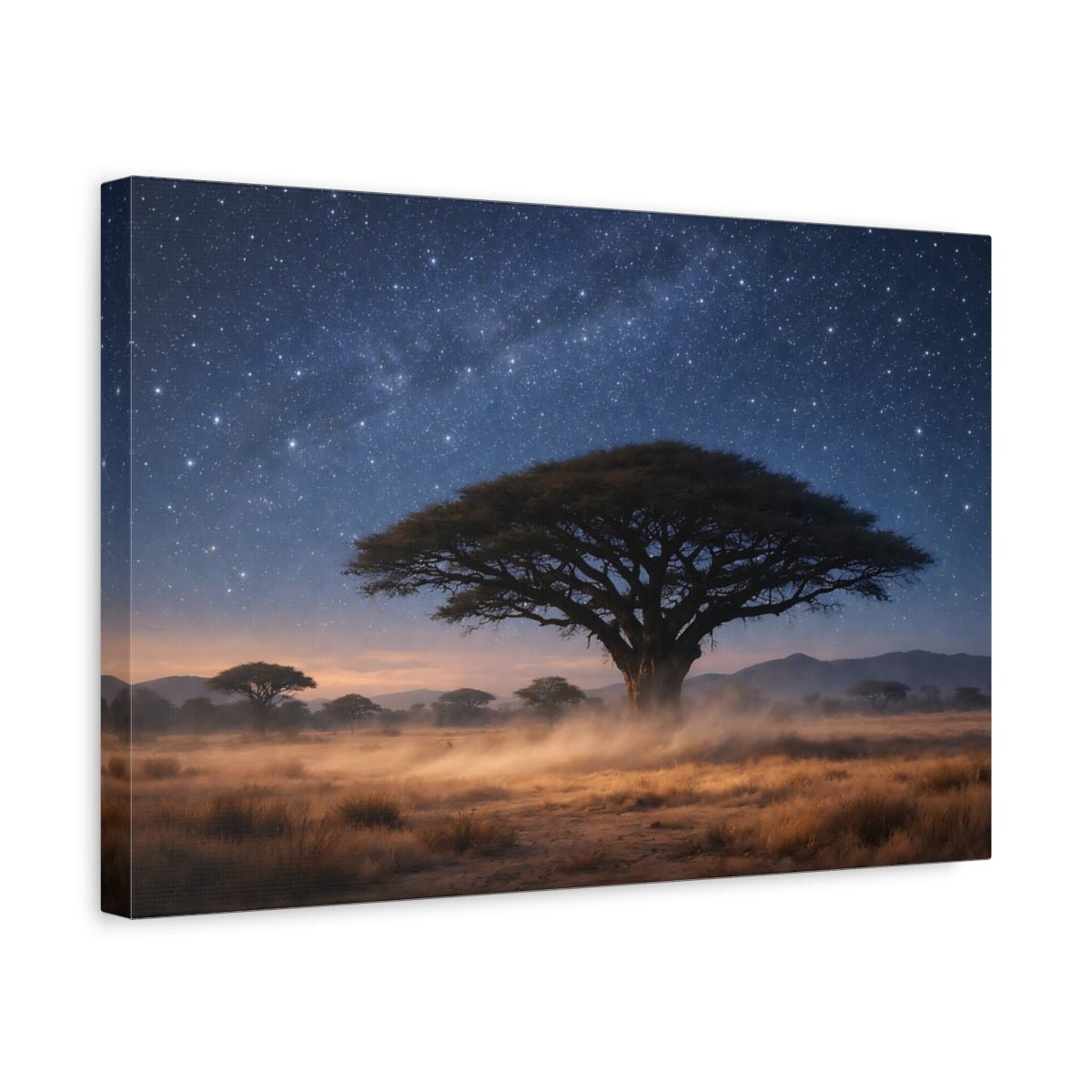 Nature Acacia Tree Blue And Brown - Canvas Wall Art Print - YesArtYes