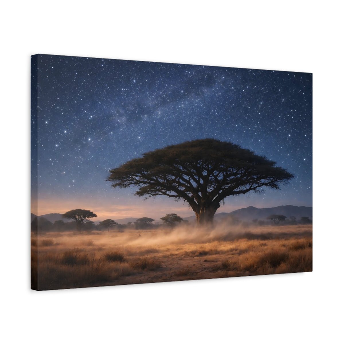Nature Acacia Tree Blue And Brown - Canvas Wall Art Print - YesArtYes