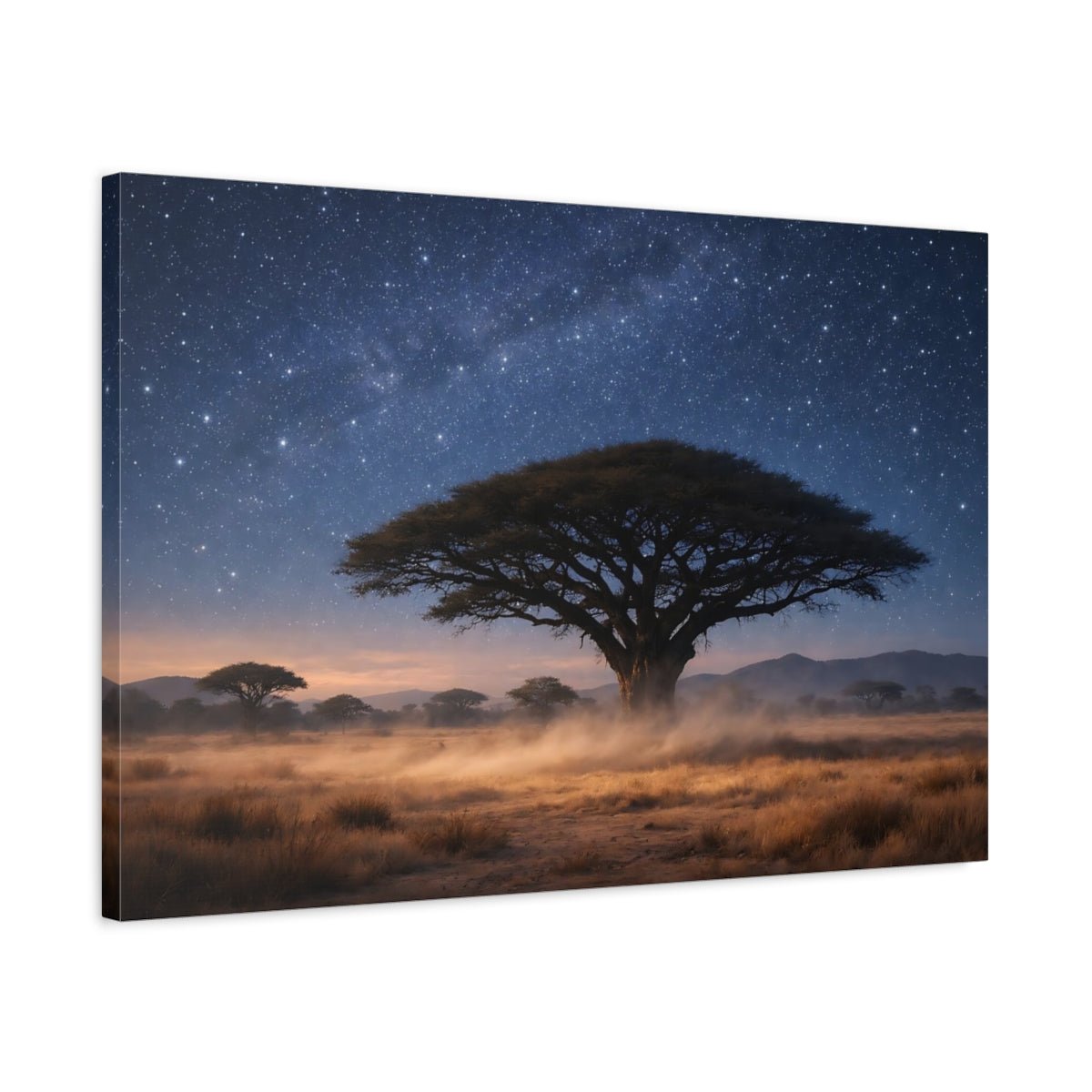 Nature Acacia Tree Blue And Brown - Canvas Wall Art Print - YesArtYes
