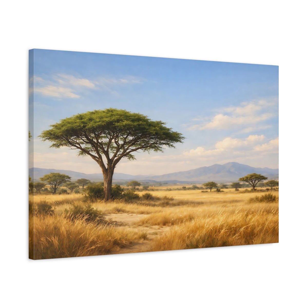 Nature Acacia Tree Golden Savanna - Canvas Wall Art Print - YesArtYes