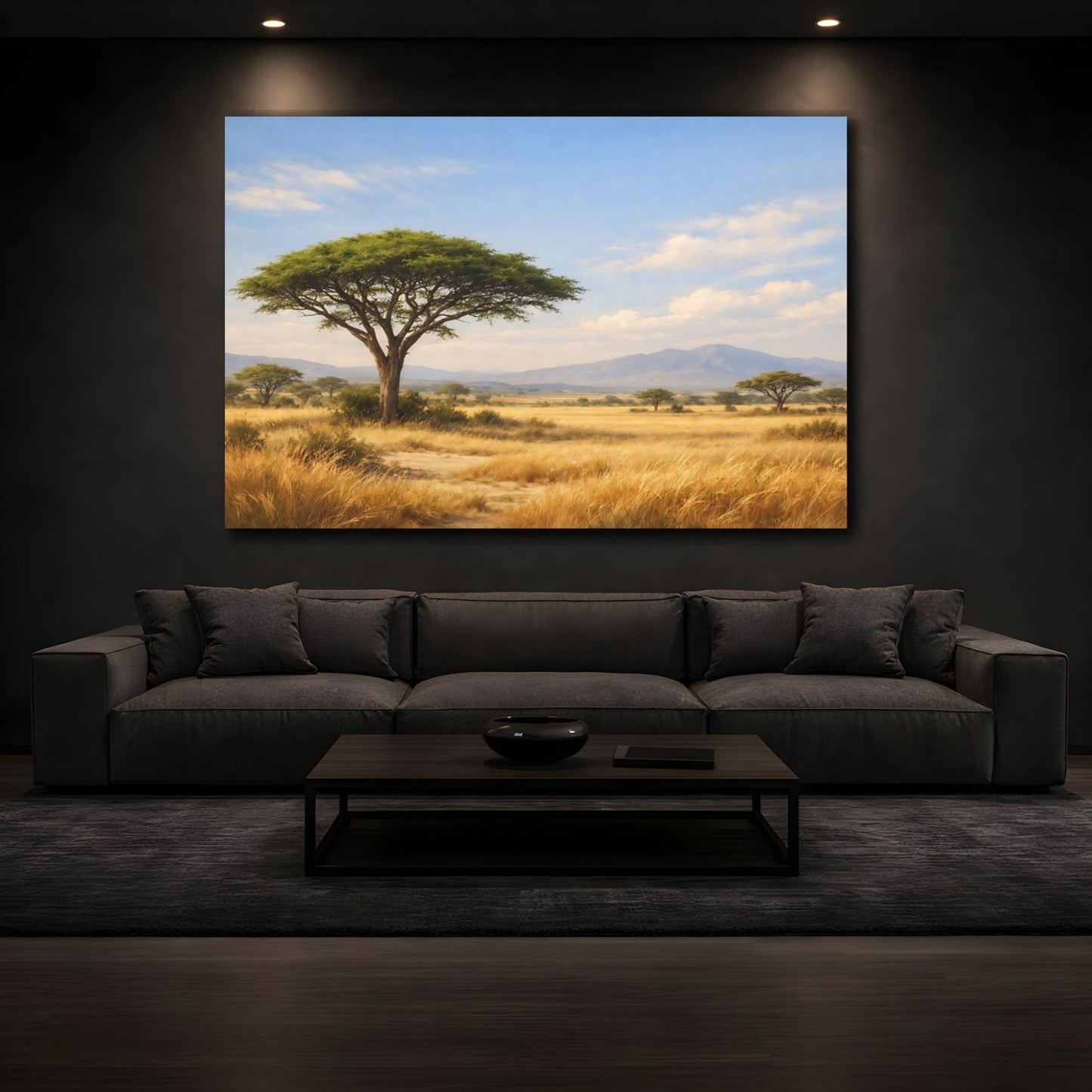 Nature Acacia Tree Golden Savanna - Canvas Wall Art Print - YesArtYes