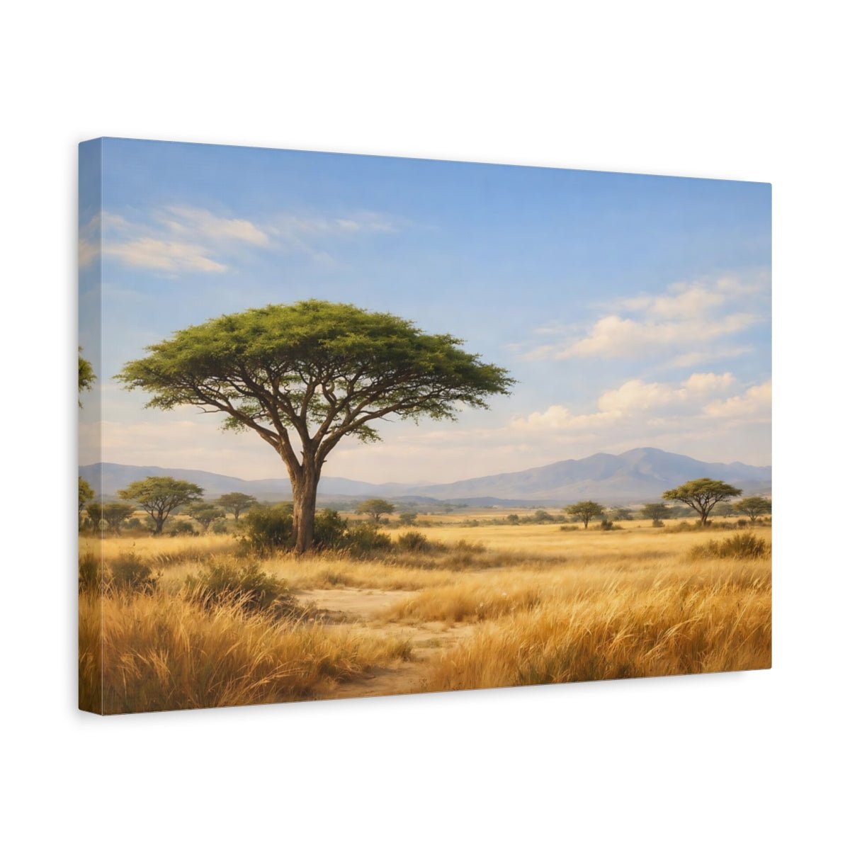 Nature Acacia Tree Golden Savanna - Canvas Wall Art Print - YesArtYes