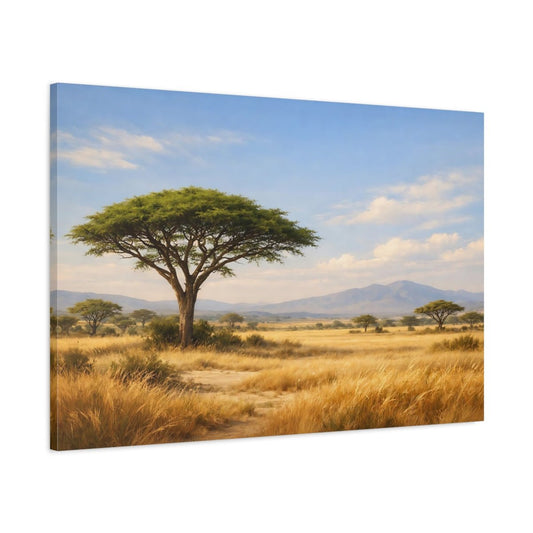Nature Acacia Tree Golden Savanna - Canvas Wall Art Print - YesArtYes