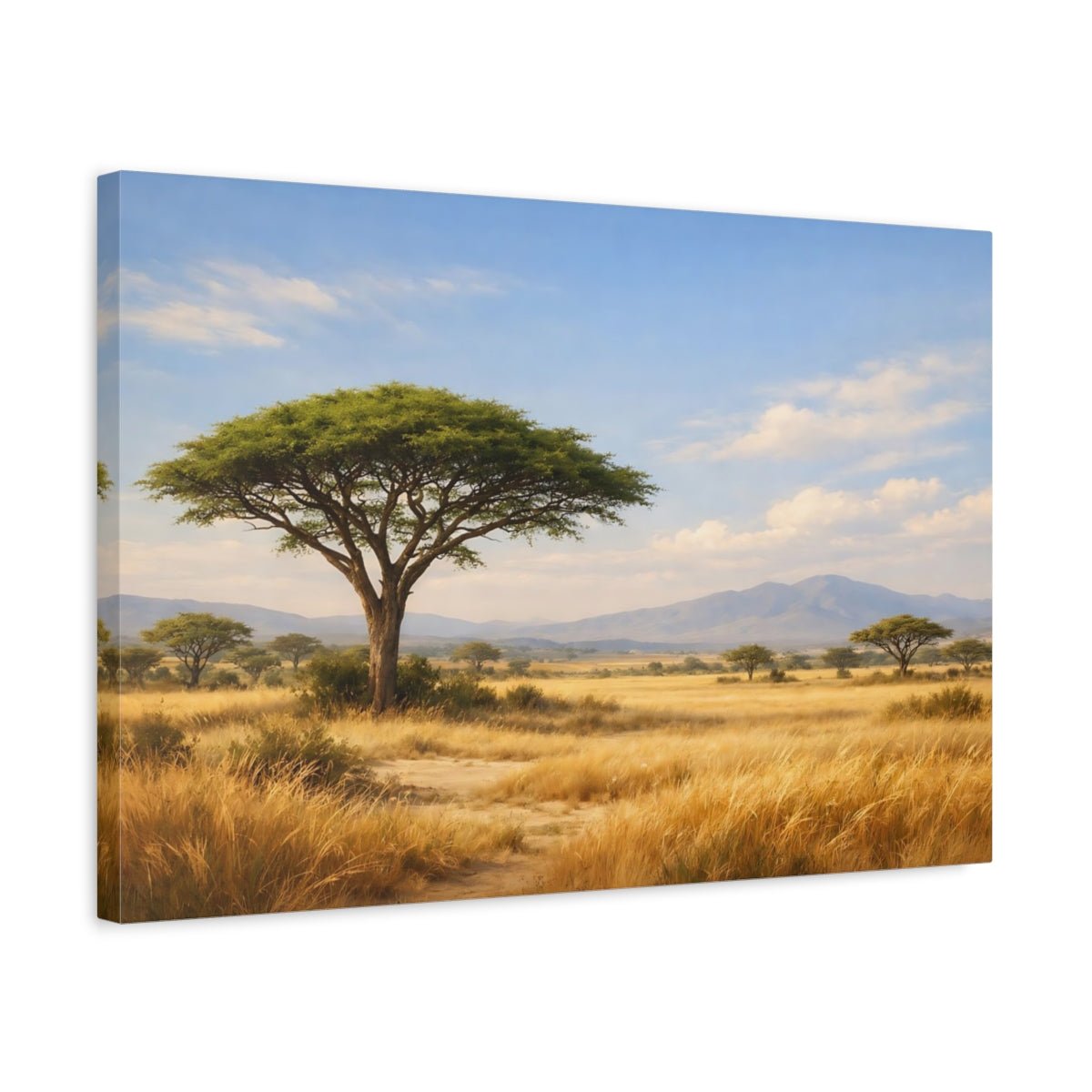 Nature Acacia Tree Golden Savanna - Canvas Wall Art Print - YesArtYes