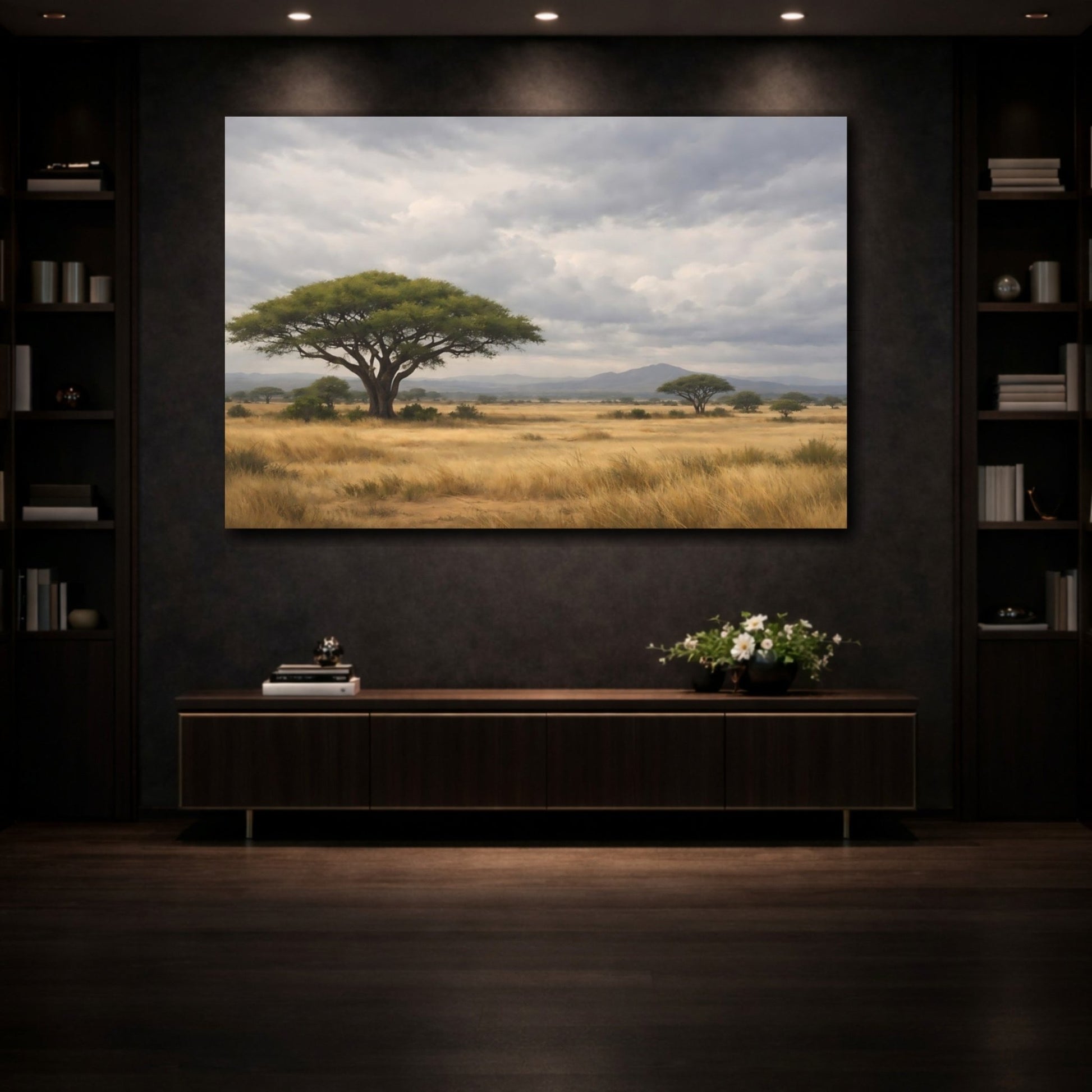 Nature Acacia Tree Savanna Landscape - Canvas Wall Art Print - YesArtYes