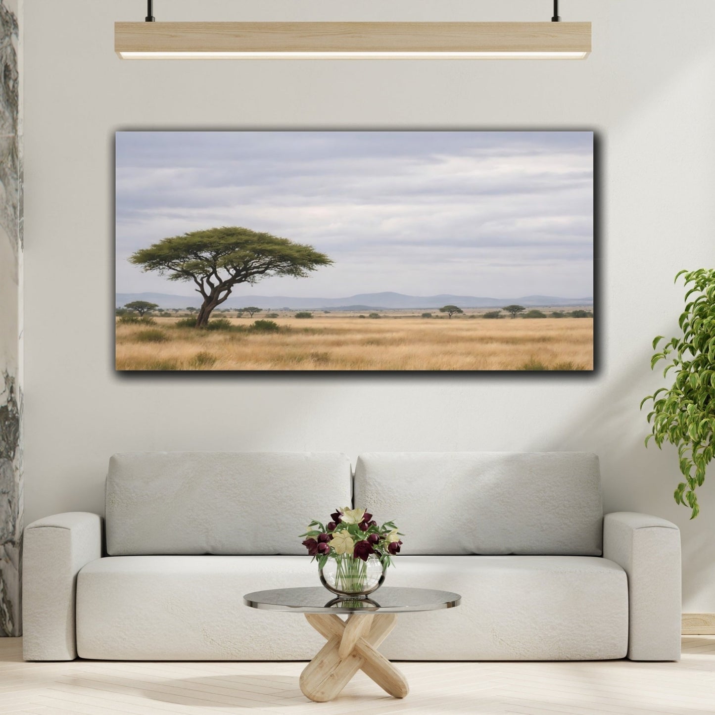 Nature Acacia Tree Savanna Landscape - Canvas Wall Art Print - YesArtYes
