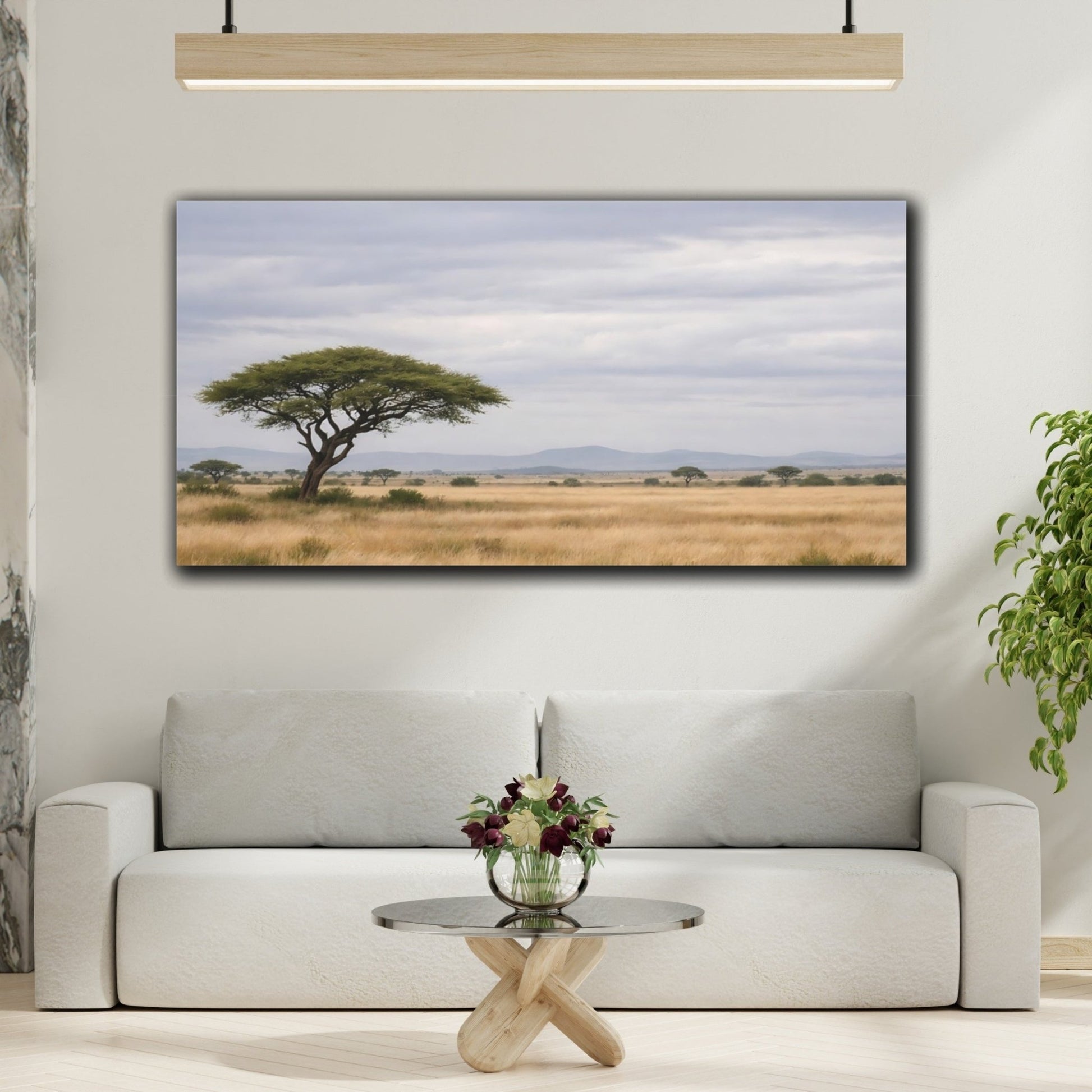 Nature Acacia Tree Savanna Landscape - Canvas Wall Art Print - YesArtYes