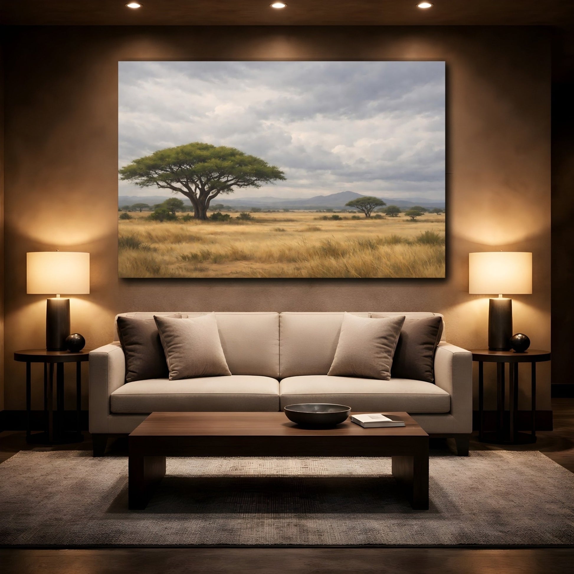 Nature Acacia Tree Savanna Landscape - Canvas Wall Art Print - YesArtYes