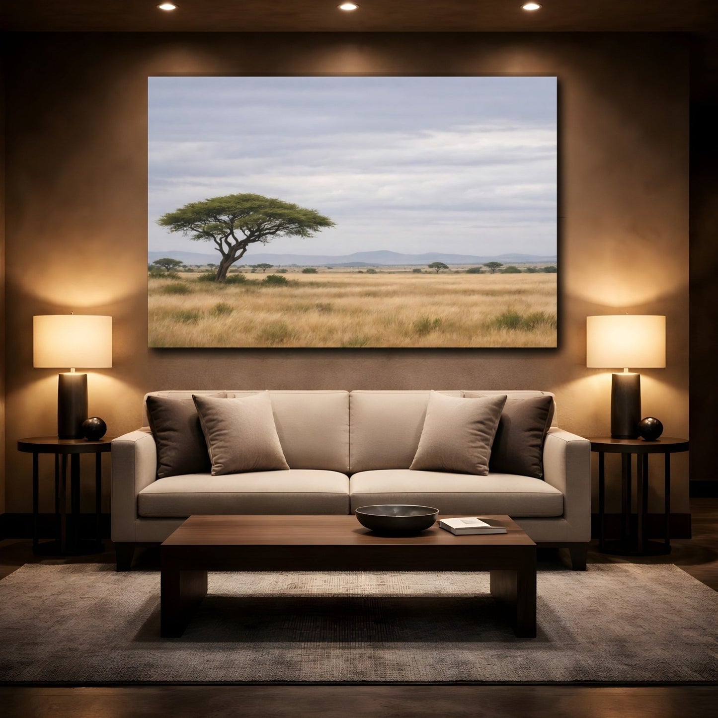 Nature Acacia Tree Savannah Landscape - Canvas Wall Art Print - YesArtYes