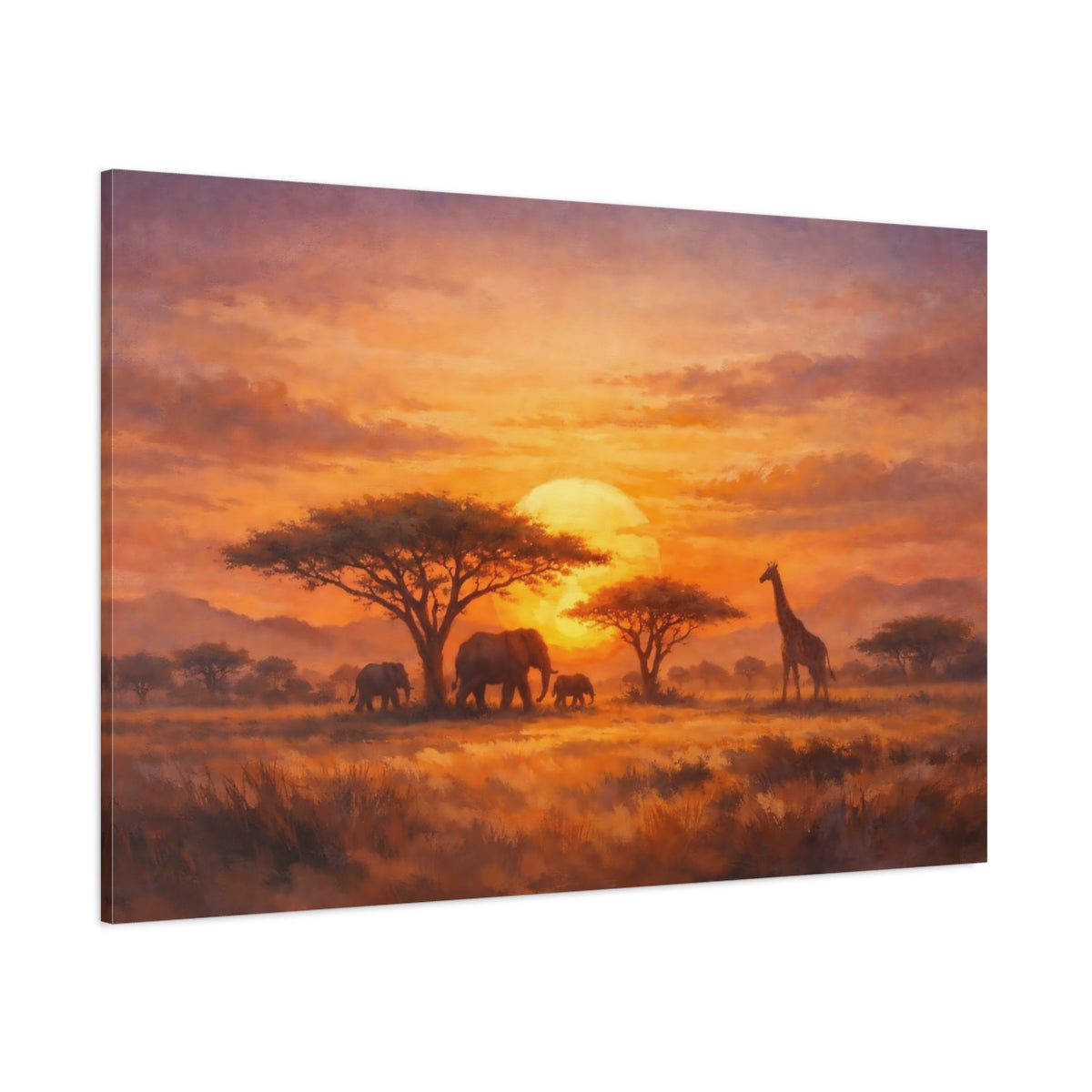 Nature African Wildlife African Sunset shown as stretched canvas wall art