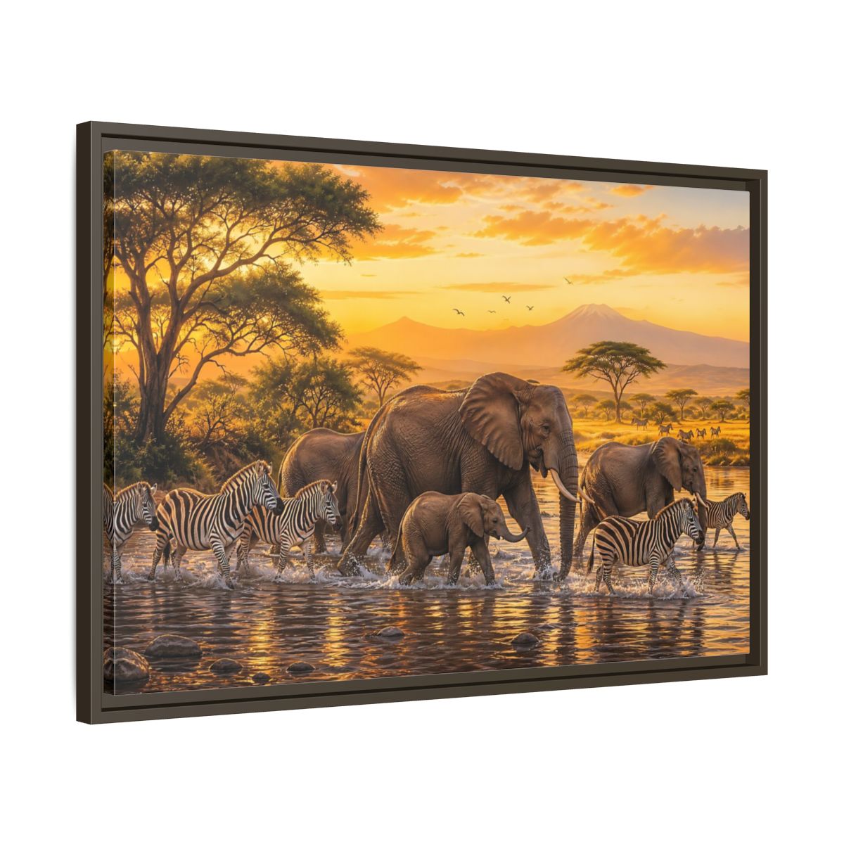 Side Mockup 11. Nature African Wildlife Golden Safari shown as stretched canvas wall art