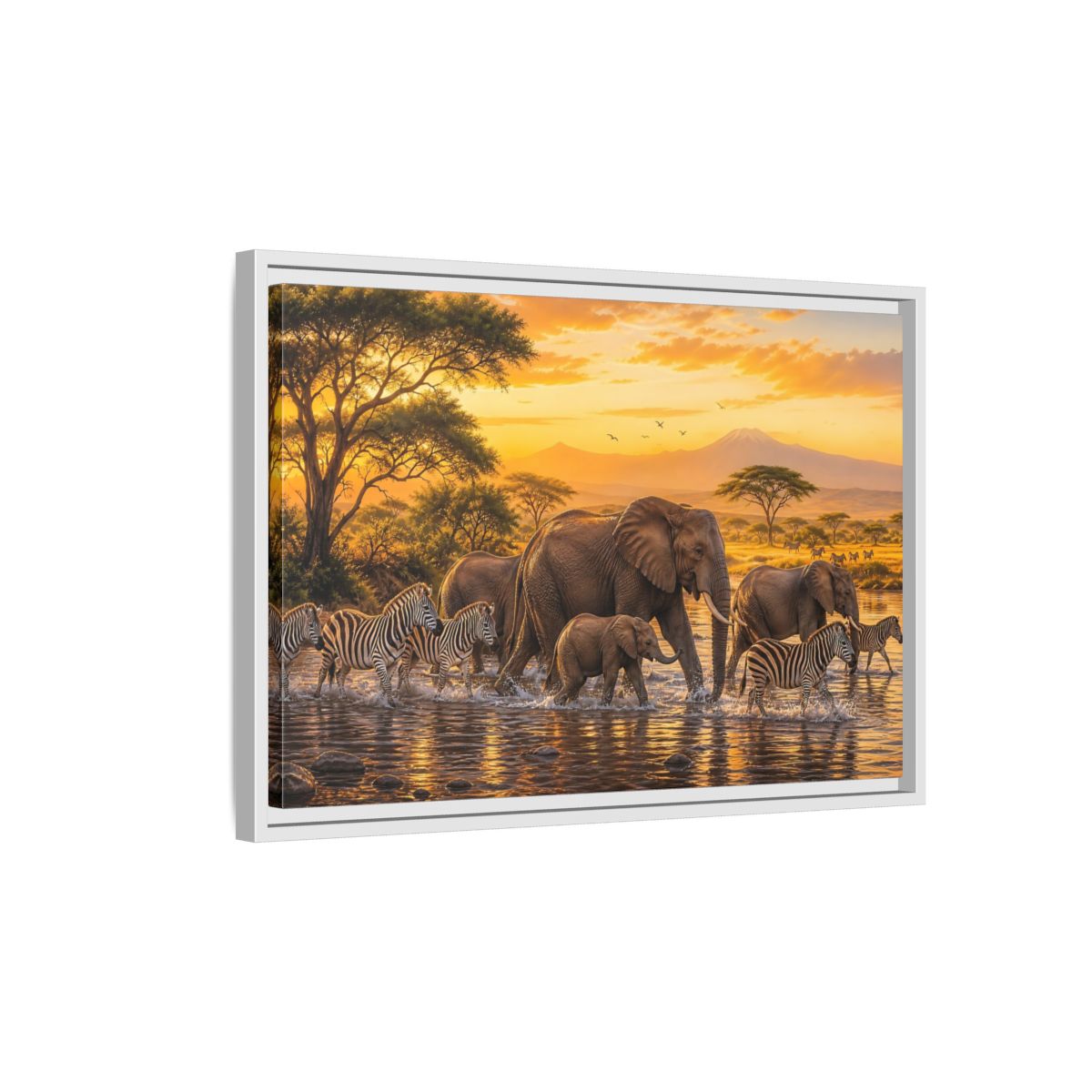 Side Mockup 1. Nature African Wildlife Golden Safari shown as stretched canvas wall art