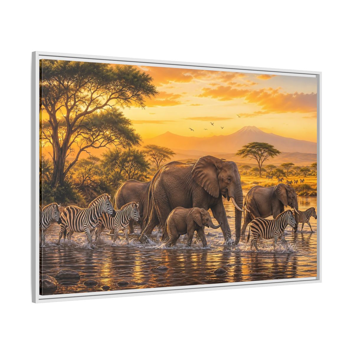 Side Mockup 7. Nature African Wildlife Golden Safari shown as stretched canvas wall art