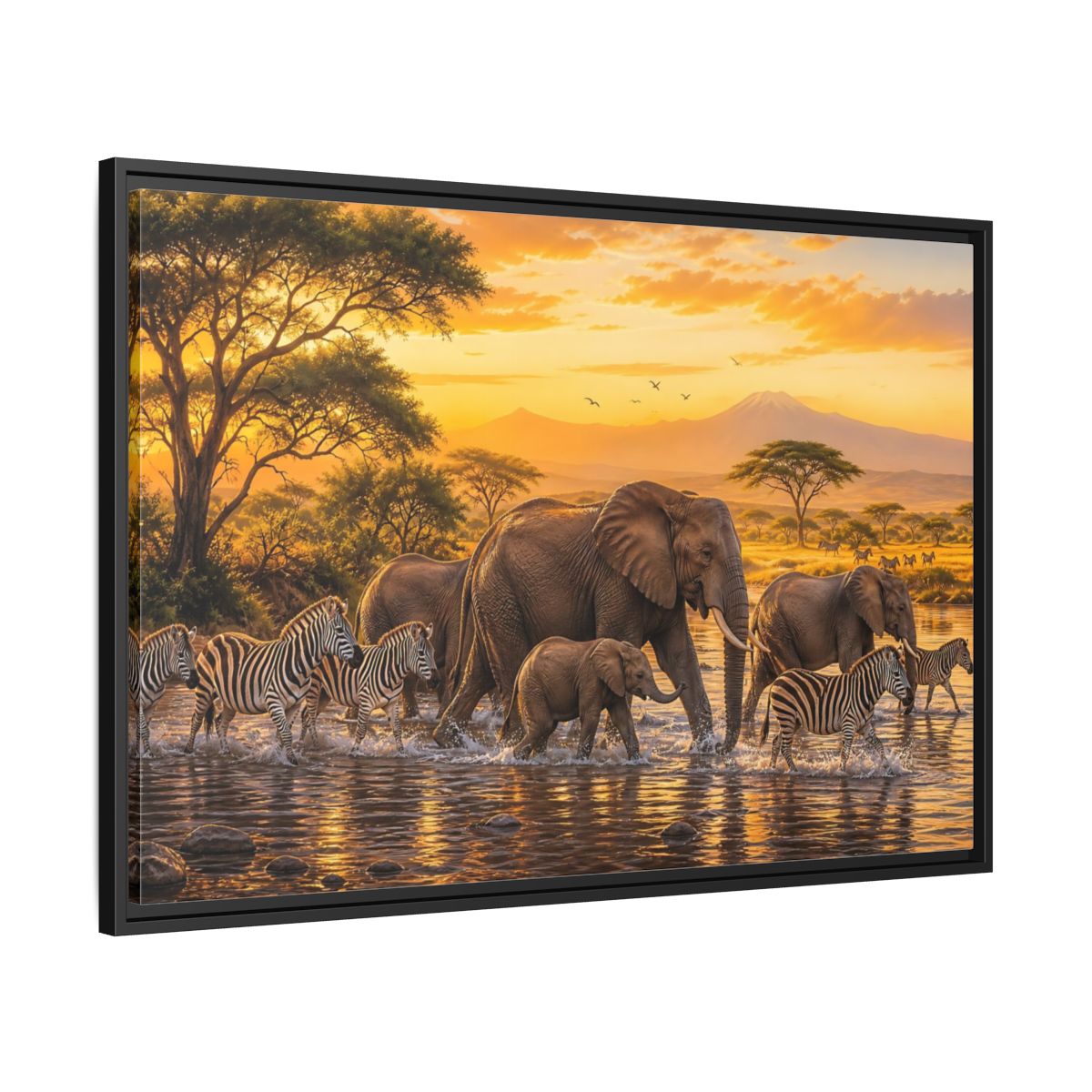 Side Mockup 13. Nature African Wildlife Golden Safari shown as stretched canvas wall art