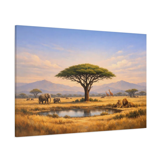 Nature African Wildlife Savannah Landscape - Canvas Wall Art Print - YesArtYes