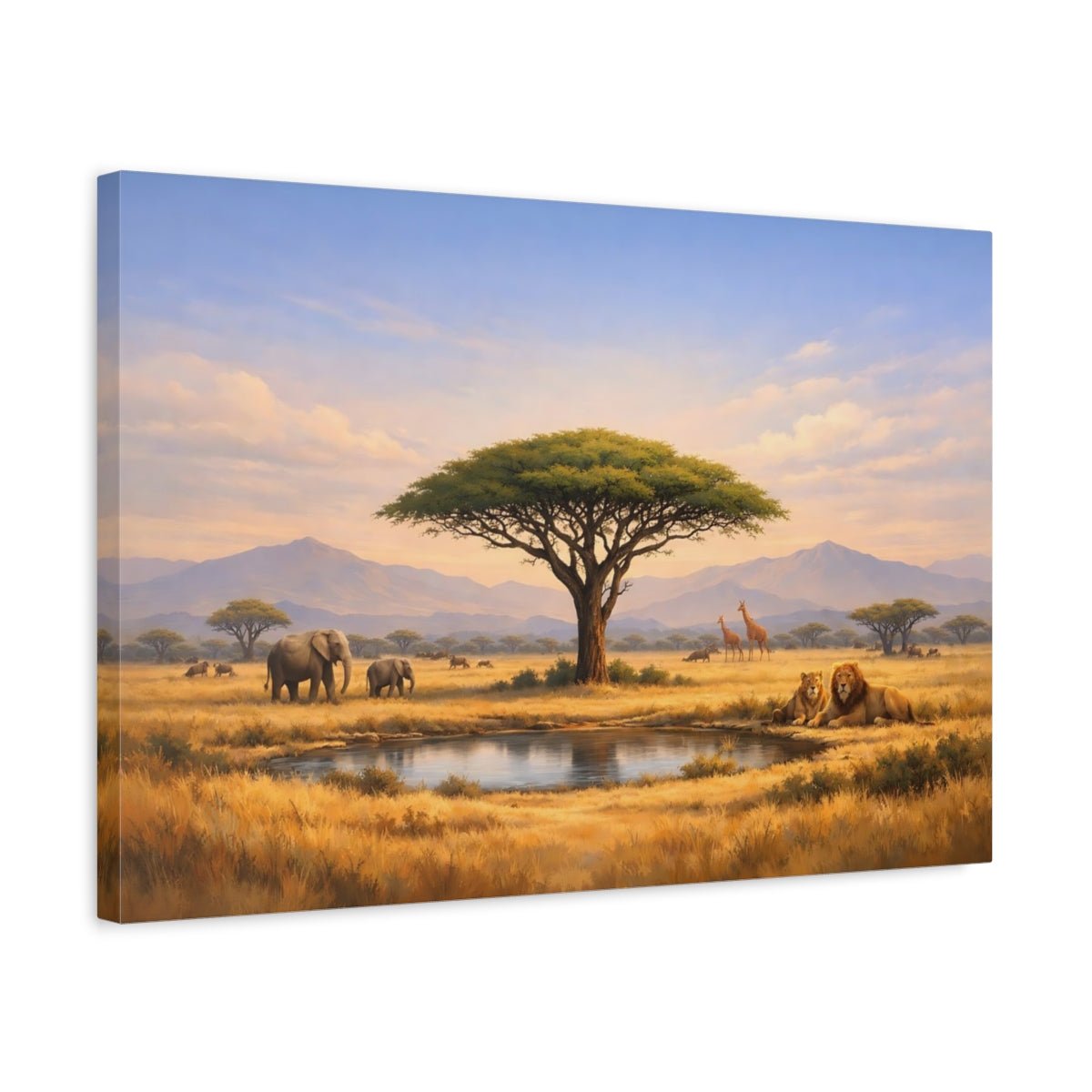 Nature African Wildlife Savannah Landscape - Canvas Wall Art Print - YesArtYes
