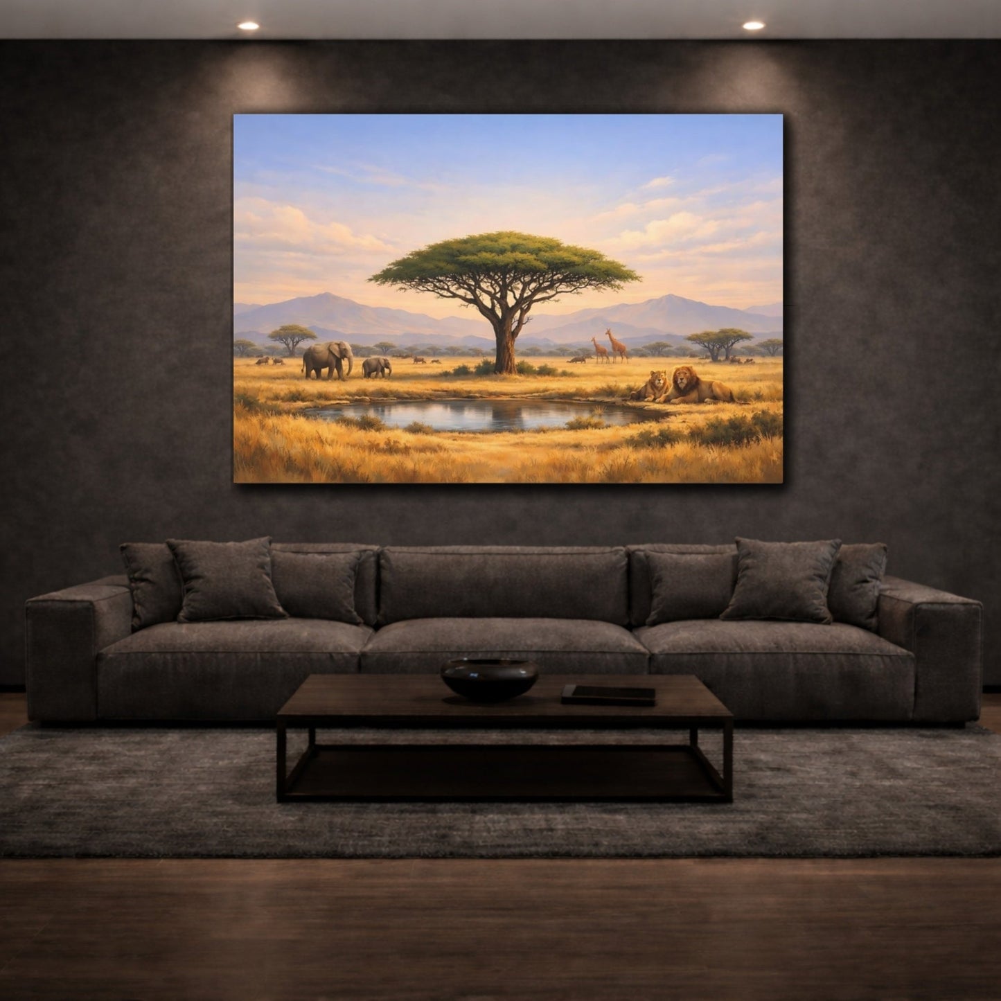 Nature African Wildlife Savannah Landscape - Canvas Wall Art Print - YesArtYes