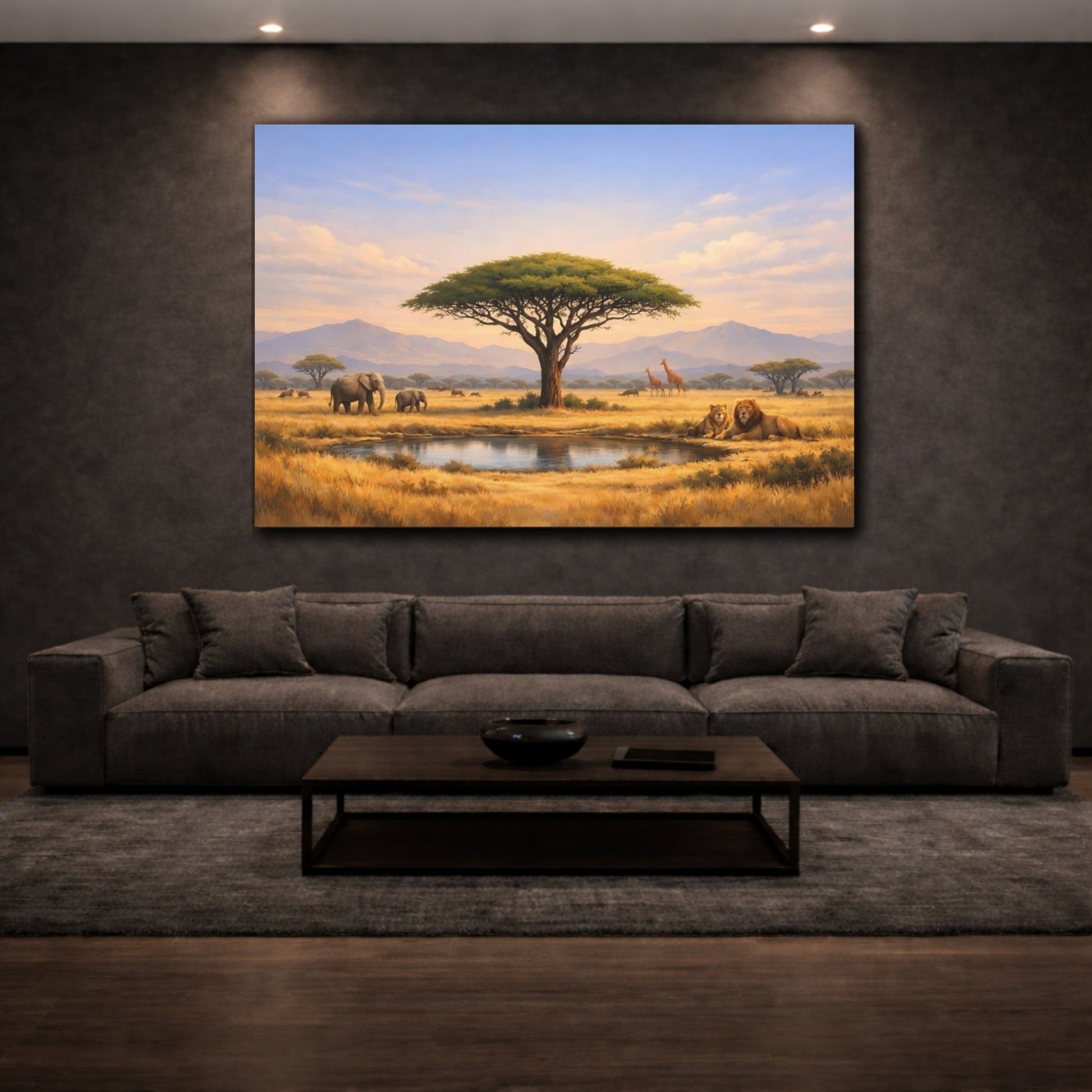 Nature African Wildlife Savannah Landscape - Canvas Wall Art Print - YesArtYes