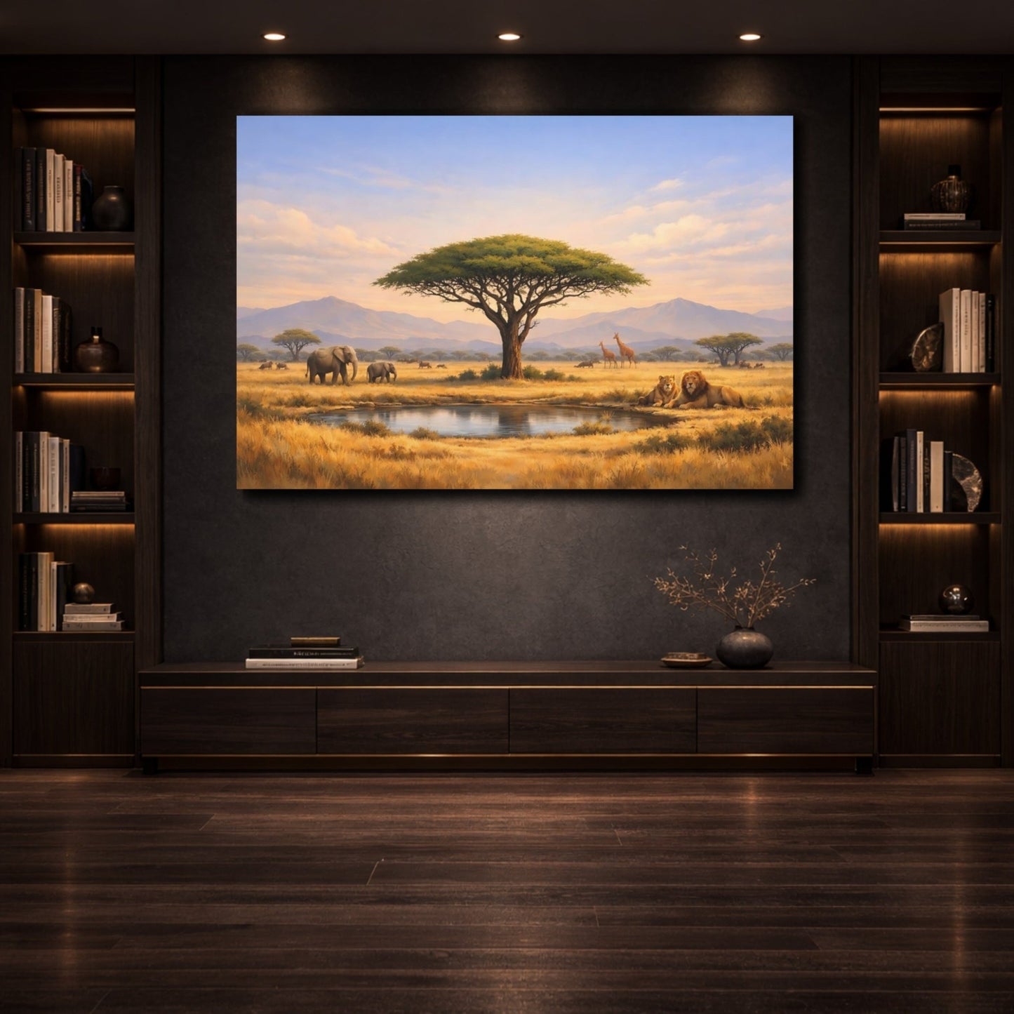 Nature African Wildlife Savannah Landscape - Canvas Wall Art Print - YesArtYes