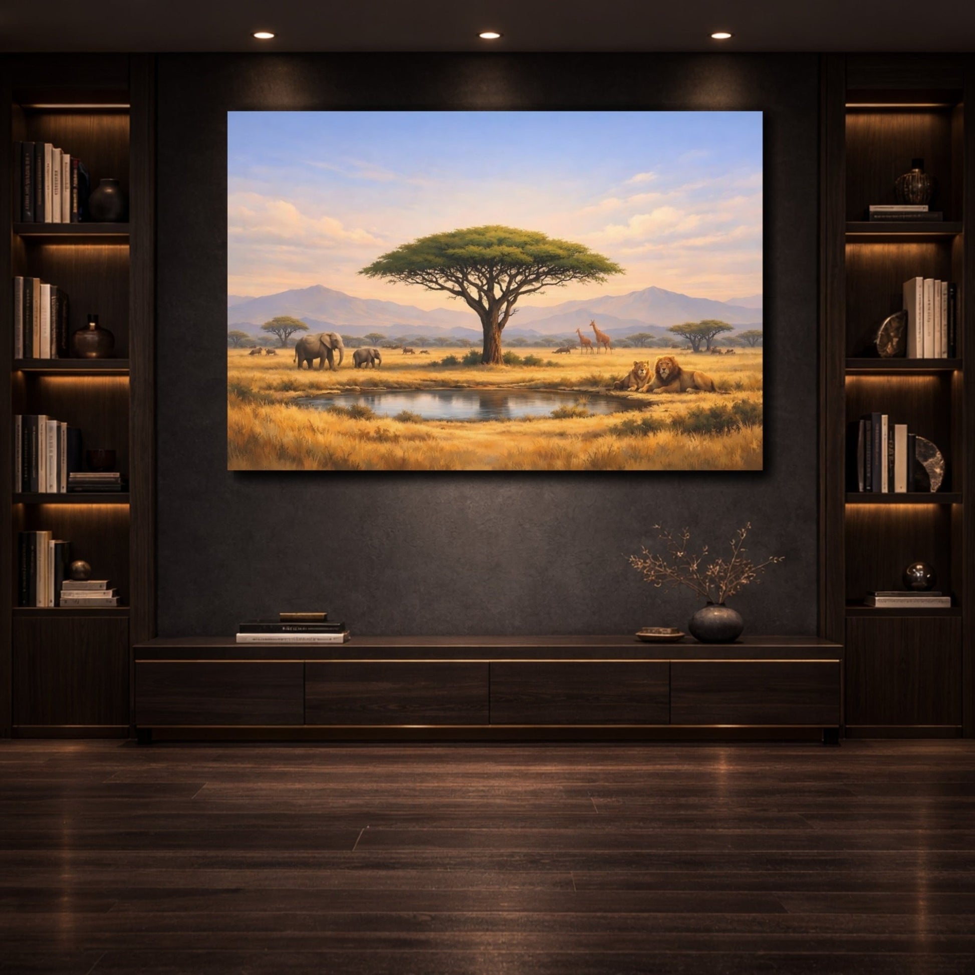 Nature African Wildlife Savannah Landscape - Canvas Wall Art Print - YesArtYes
