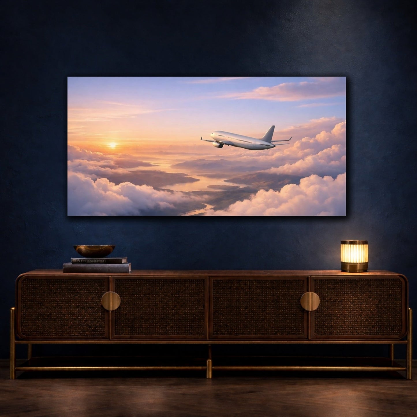 Nature Airplane Sunset - Canvas Wall Art Print - YesArtYes