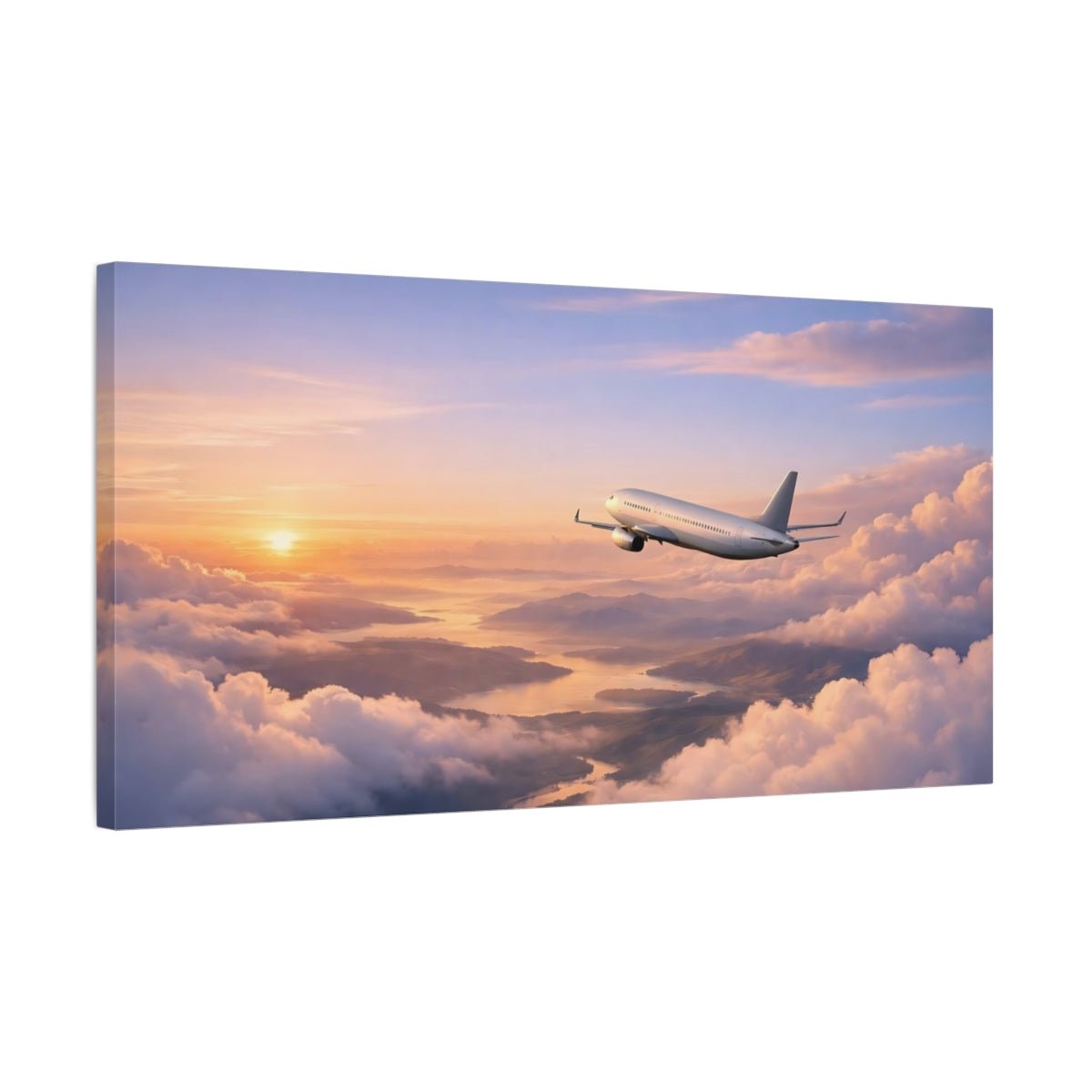 Nature Airplane Sunset - Canvas Wall Art Print - YesArtYes