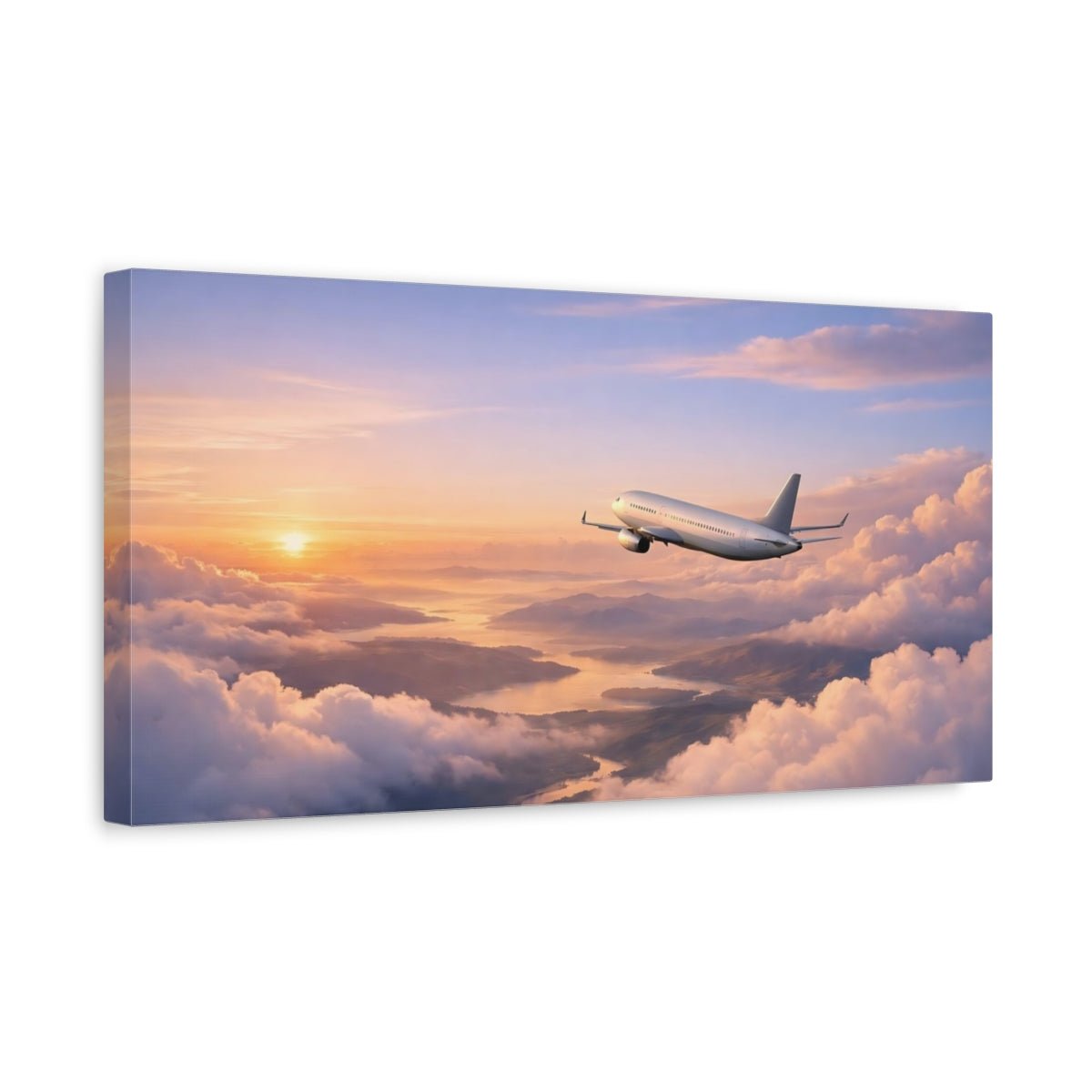 Nature Airplane Sunset - Canvas Wall Art Print - YesArtYes