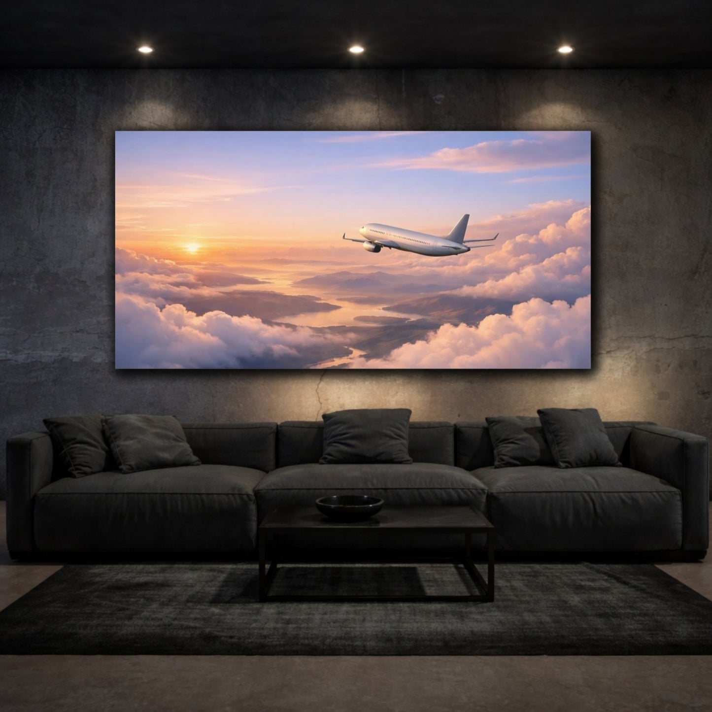 Nature Airplane Sunset - Canvas Wall Art Print - YesArtYes