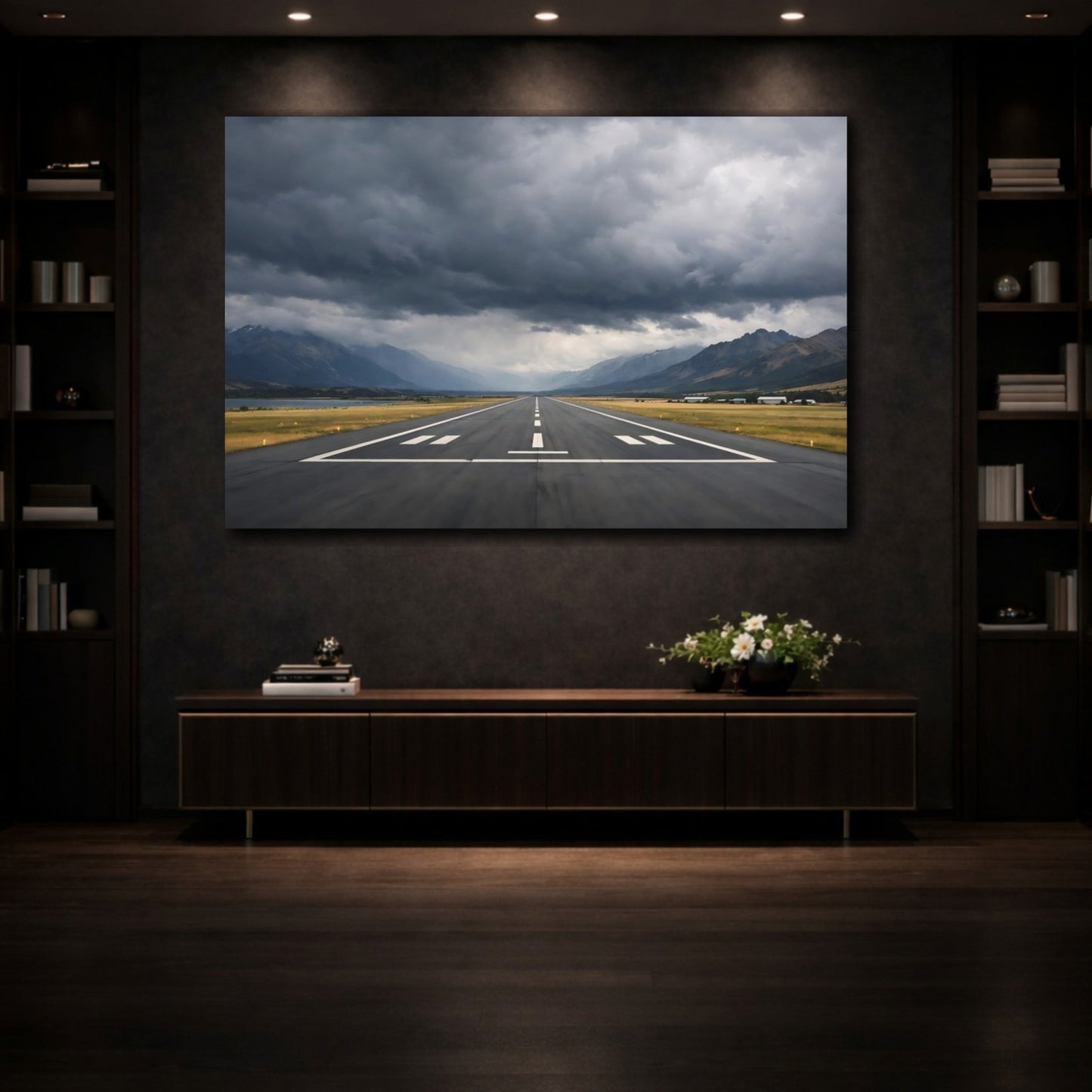 Nature Airport Runway Dramatic Landscape - Canvas Wall Art Print - YesArtYes