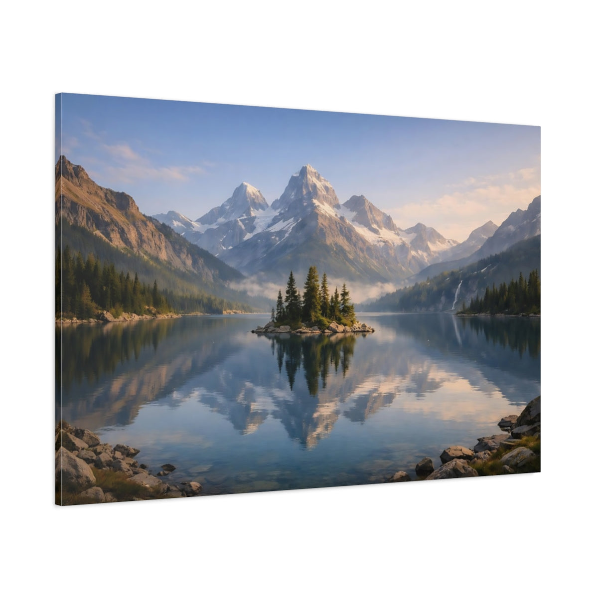 Nature Alpine Lake shown as stretched canvas wall art