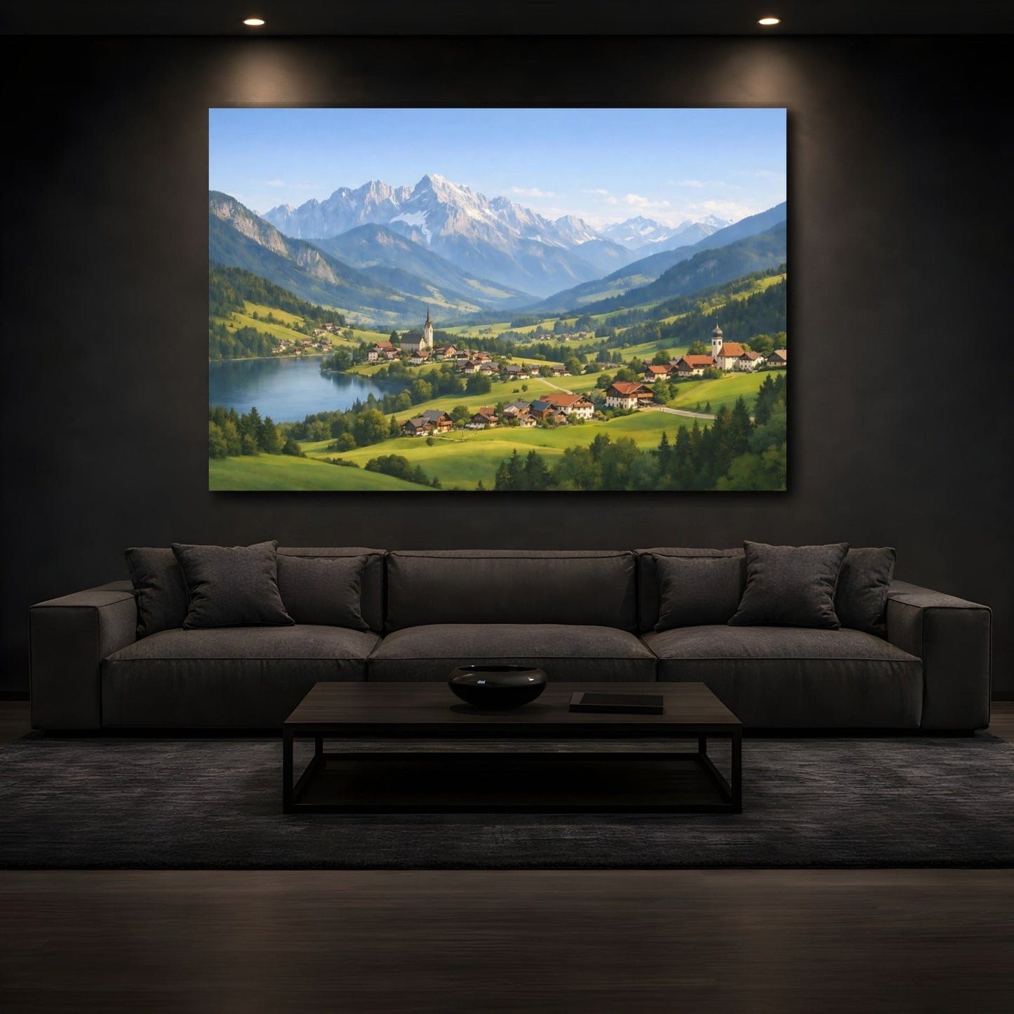 Nature Alpine Village Landscape - Canvas Wall Art Print - YesArtYes