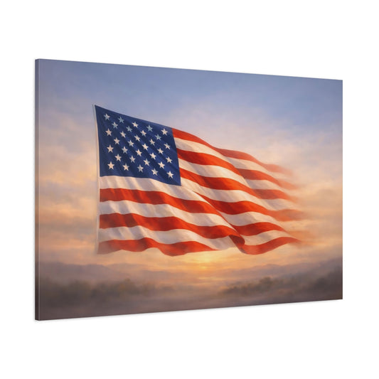 Nature American Flag Red White Blue shown as stretched canvas wall art
