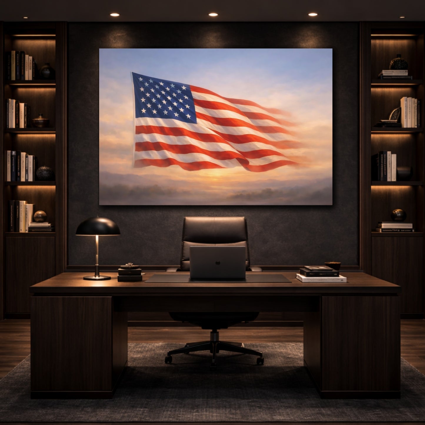 Nature American Flag Red White Blue shown as front canvas room wall art