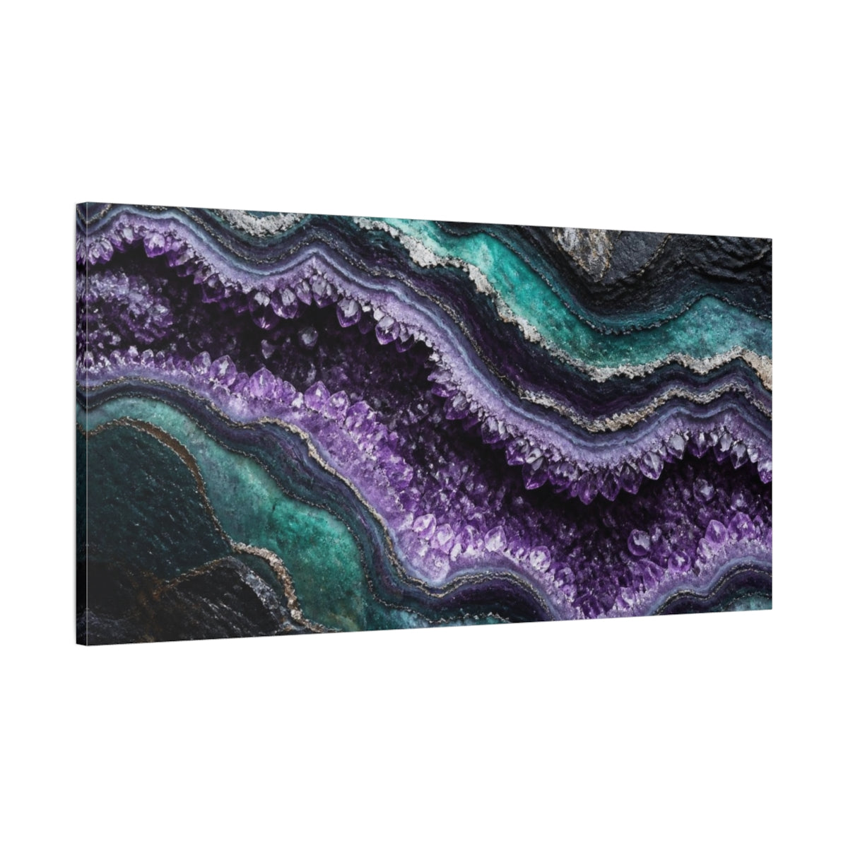 Main Mockup. Nature Amethyst Geode shown as canvas print